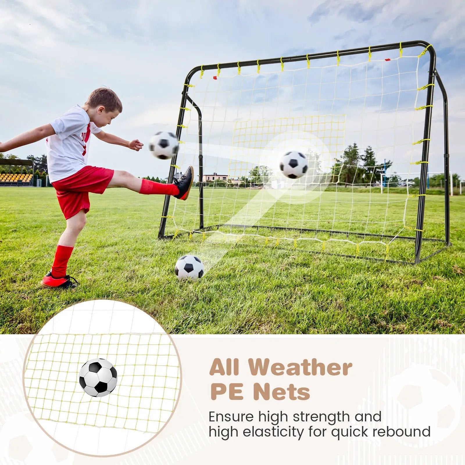 2-in-1 Kids Soccer Rebounder and Soccer Goal with Adjustable Height by DirectDeals