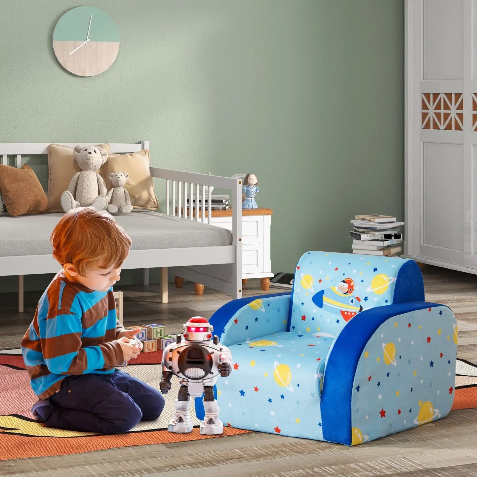 3 in 1 Convertible Flip Open Kids Sofa for Nap Play Sleep by DirectDeals