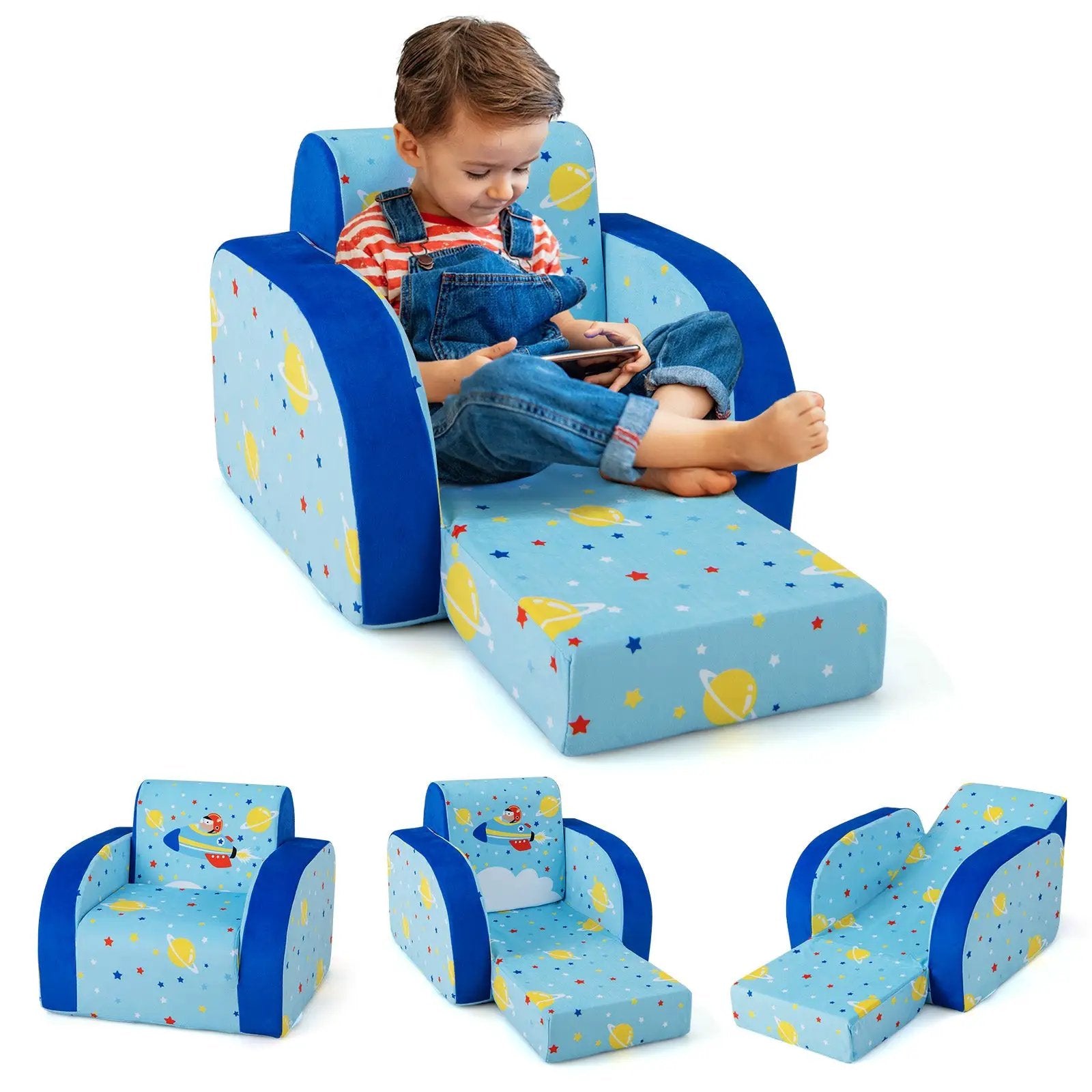 3 in 1 Convertible Flip Open Kids Sofa for Nap Play Sleep by DirectDeals