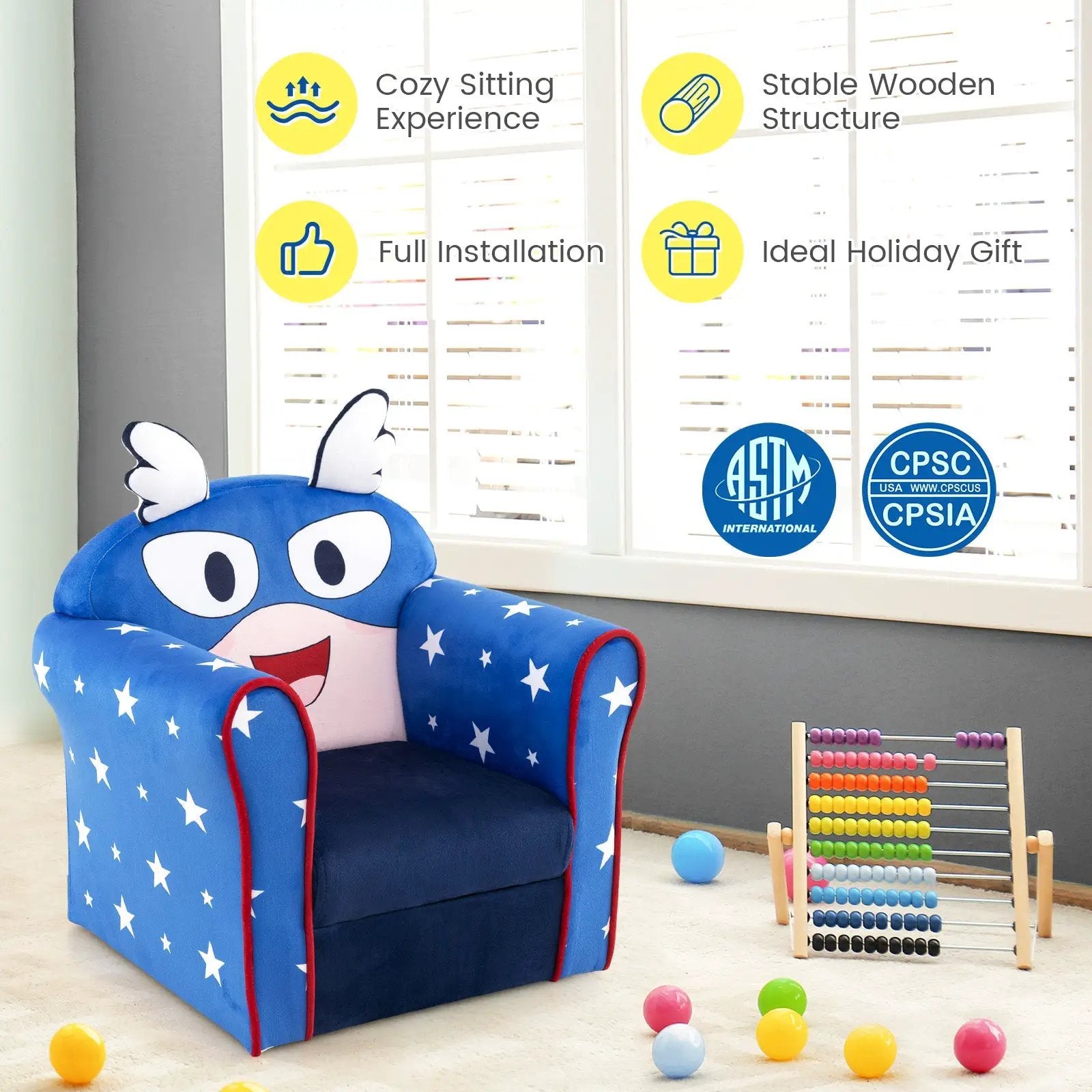 Original Kids Sofa with Armrest and Thick Cushion by DirectDeals