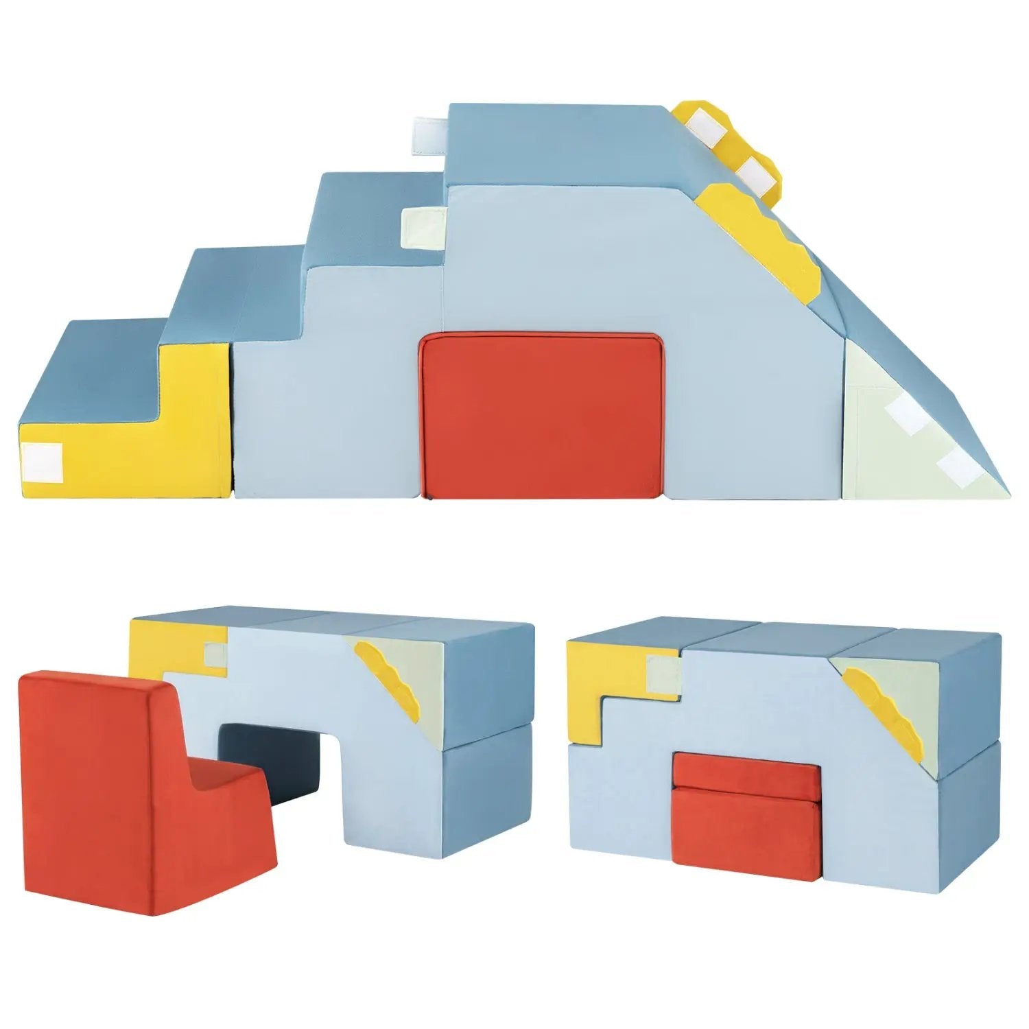 Kids Soft Foam Blocks with Velvet Covers Convertible Table and Chair Set by DirectDeals