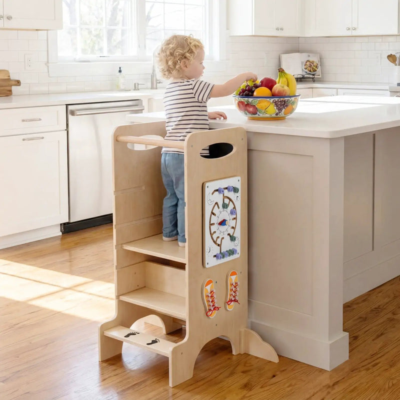 Kids Standing Tower with Detachable Chalkboard and Montessori Games for 3+ Years Old by DirectDeals