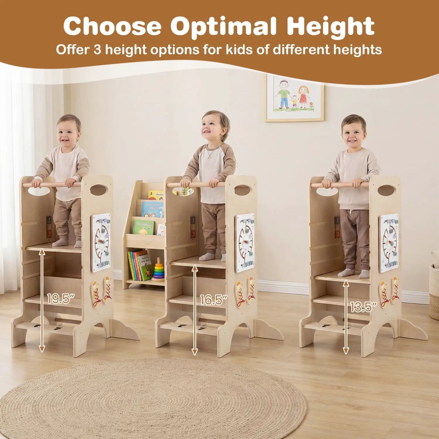 Kids Standing Tower with Detachable Chalkboard and Montessori Games for 3+ Years Old by DirectDeals