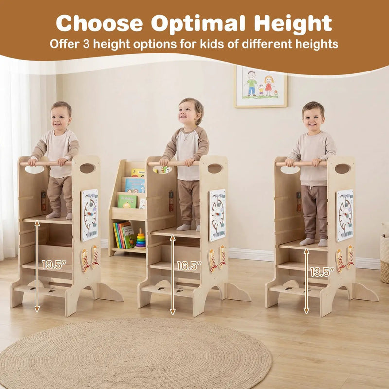 Kids Standing Tower with Detachable Chalkboard and Montessori Games for 3+ Years Old by DirectDeals