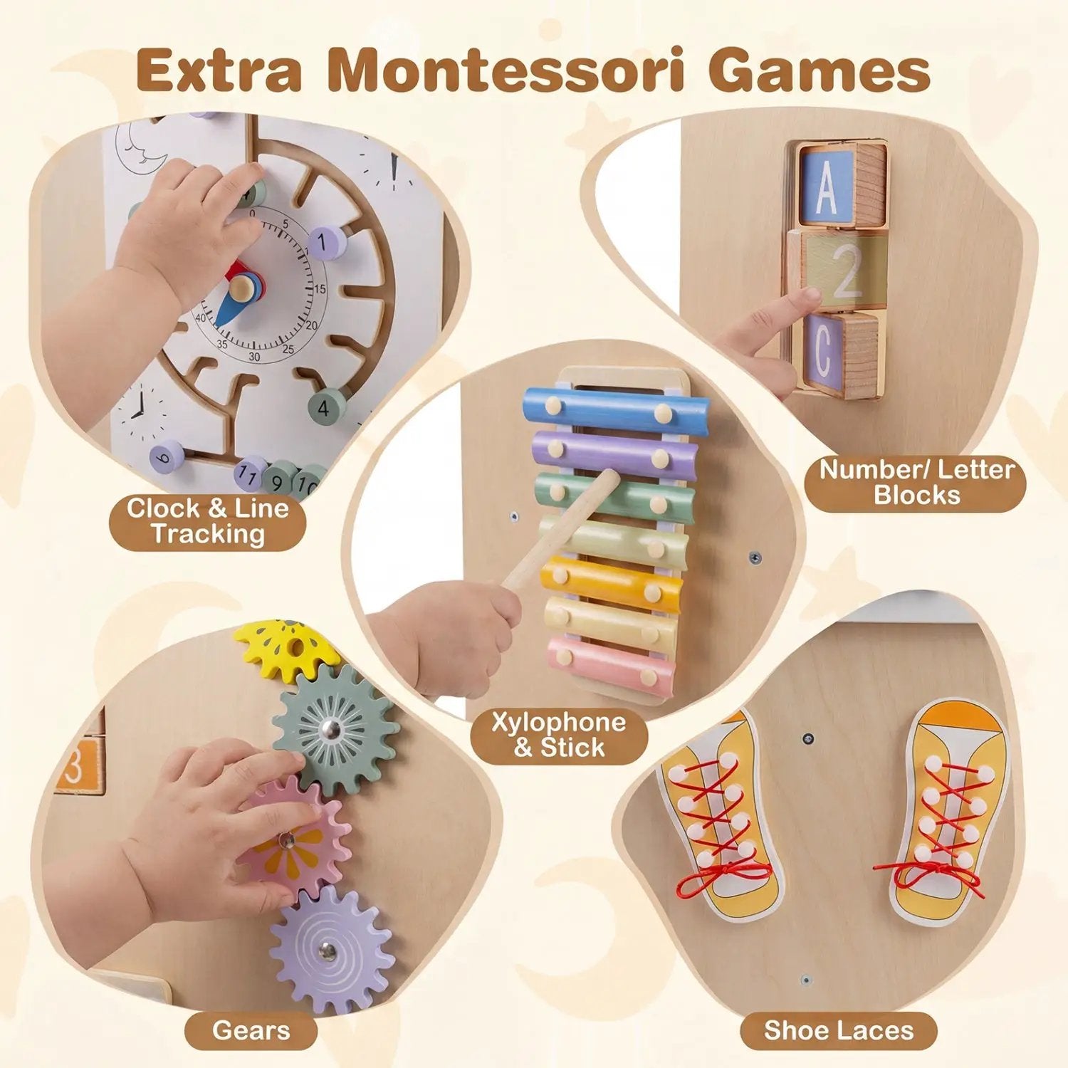 Kids Standing Tower with Detachable Chalkboard and Montessori Games for 3+ Years Old by DirectDeals