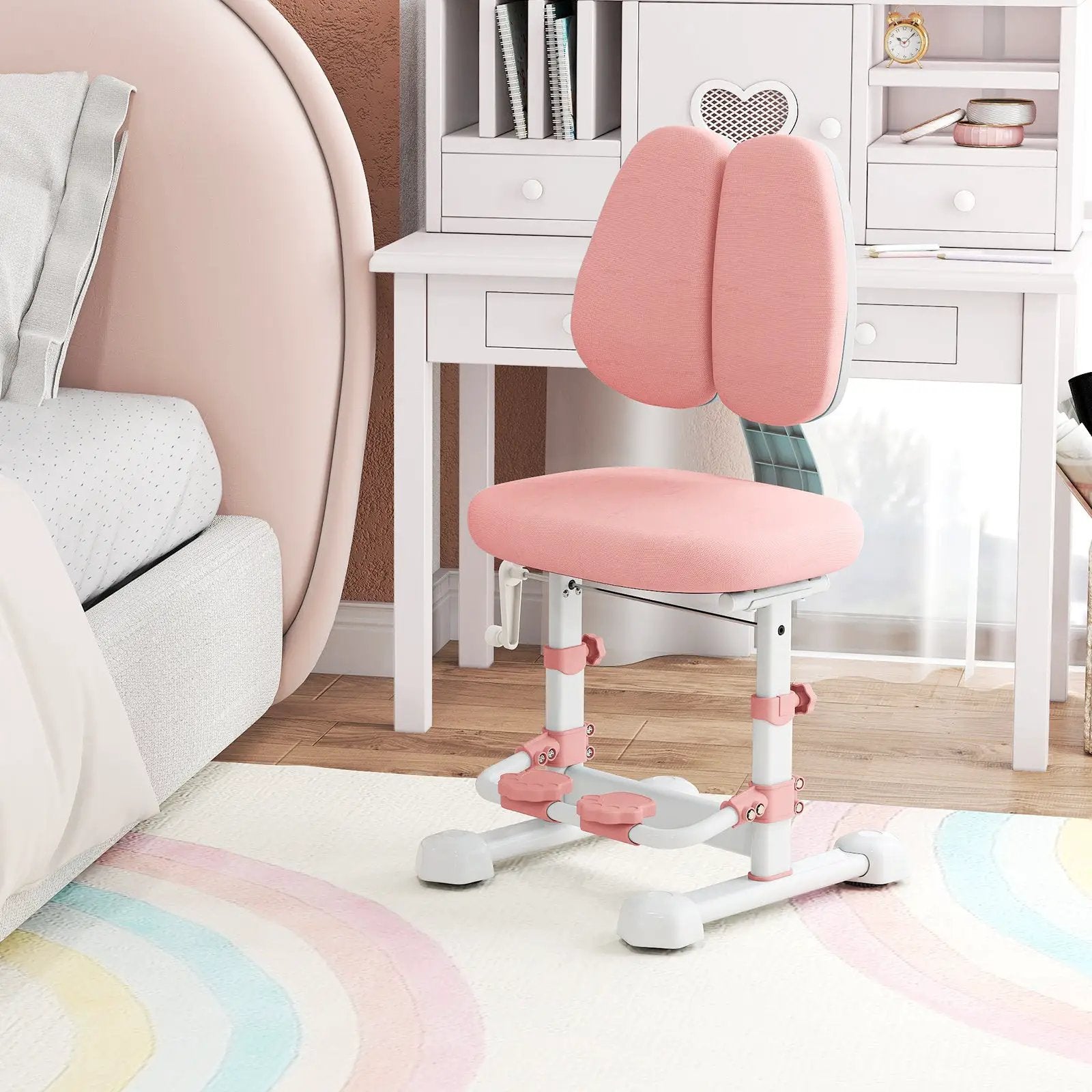 Kids Study Chair with Adjustable Double Backrest and Footrest by DirectDeals