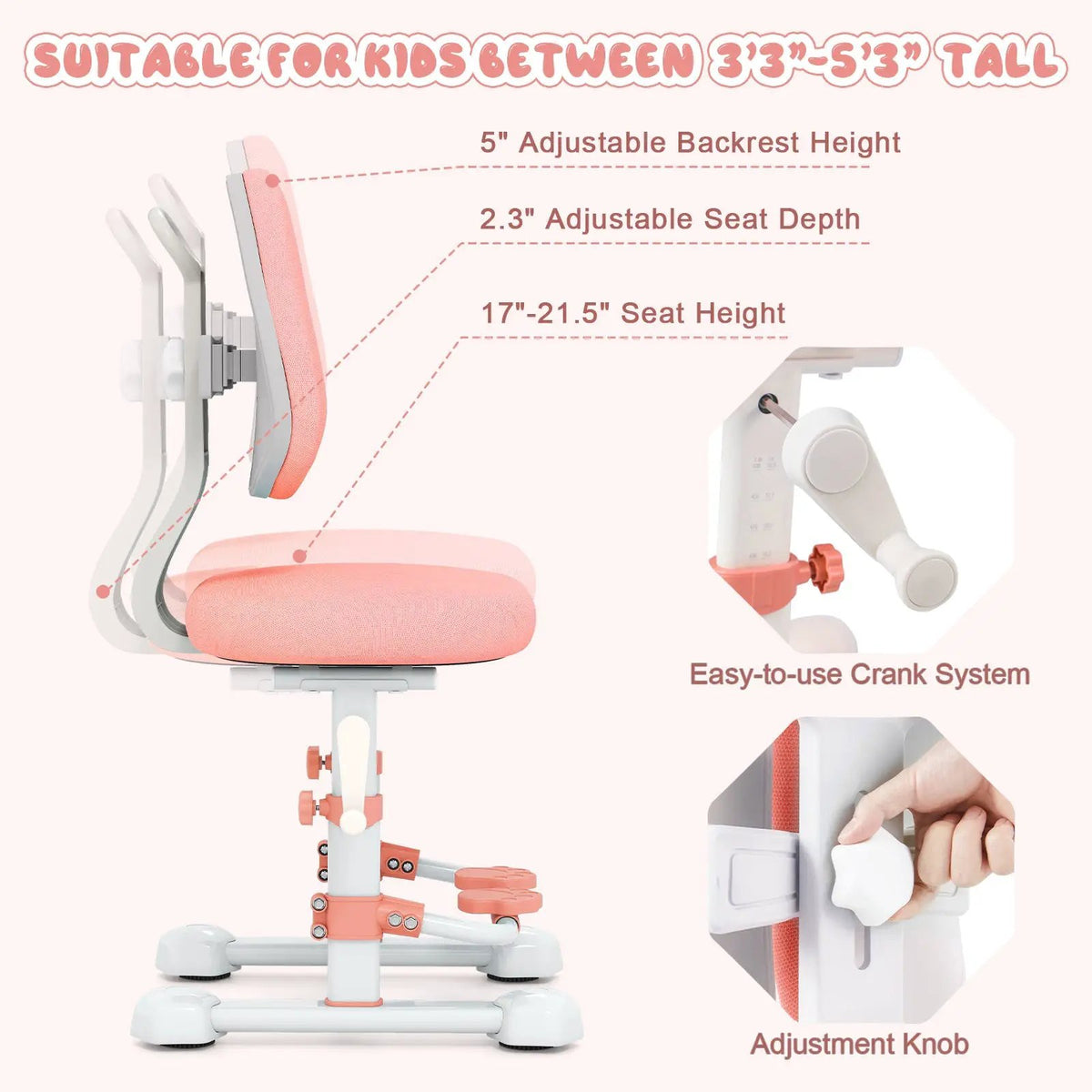 Kids Study Chair with Adjustable Double Backrest and Footrest, photo 19 of 24