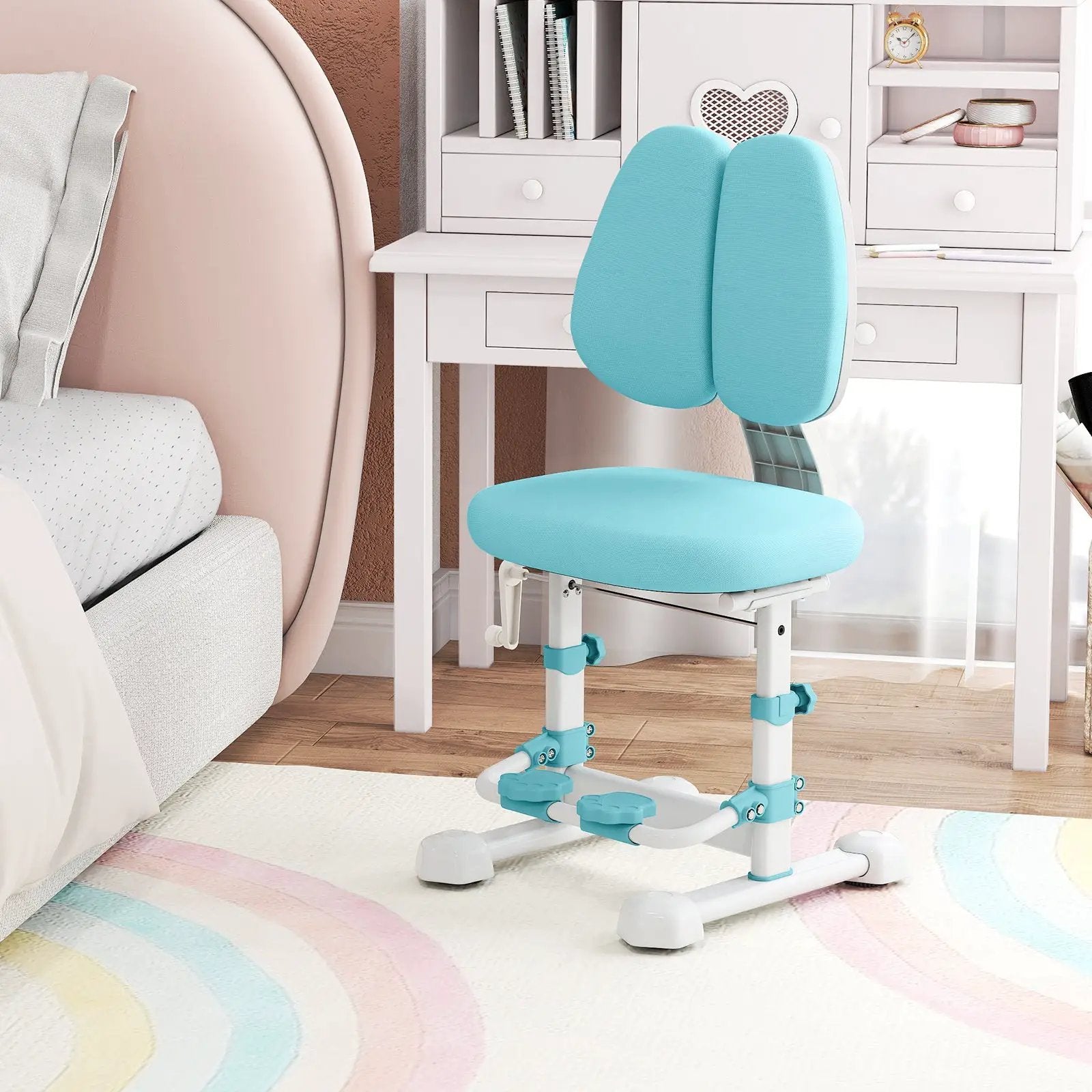 Kids Study Chair with Adjustable Double Backrest and Footrest by DirectDeals