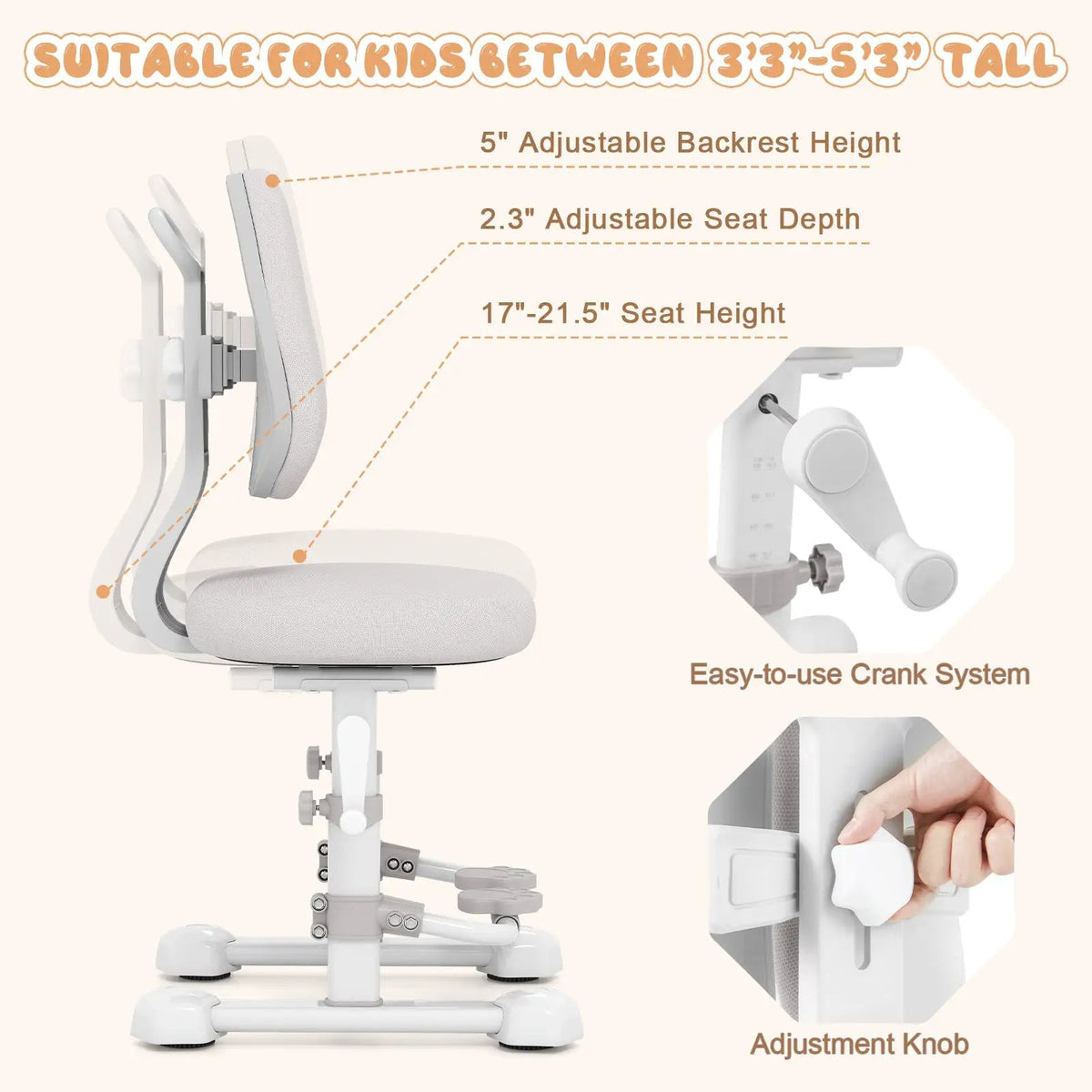 Kids Study Chair with Adjustable Double Backrest and Footrest, photo 20 of 24