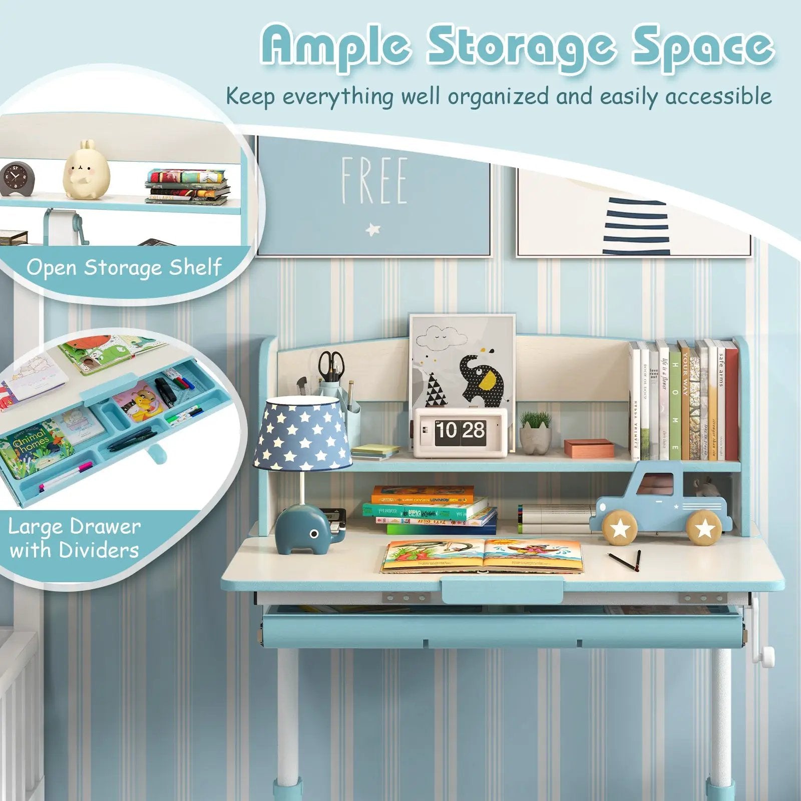 Height Adjustable Kids Study Desk with Tilt Desktop by DirectDeals