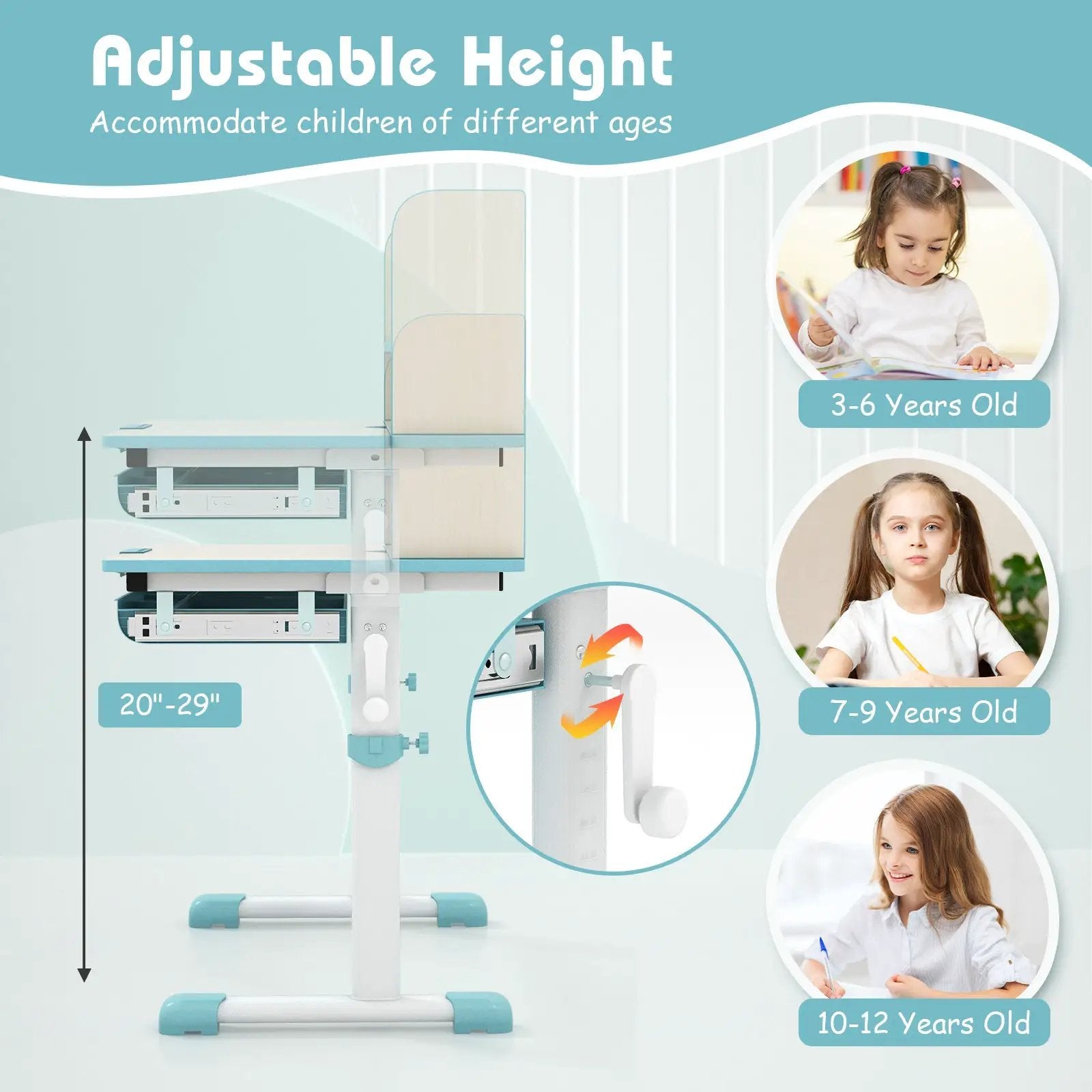 Height Adjustable Kids Study Desk with Tilt Desktop by DirectDeals