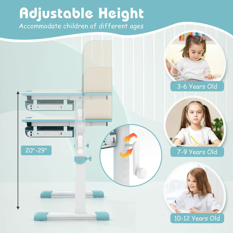 Height Adjustable Kids Study Desk with Tilt Desktop by DirectDeals