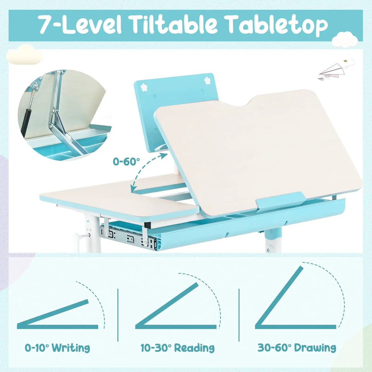 Height-Adjustable Kid's Study Desk and Chair Set, photo 7 of 9