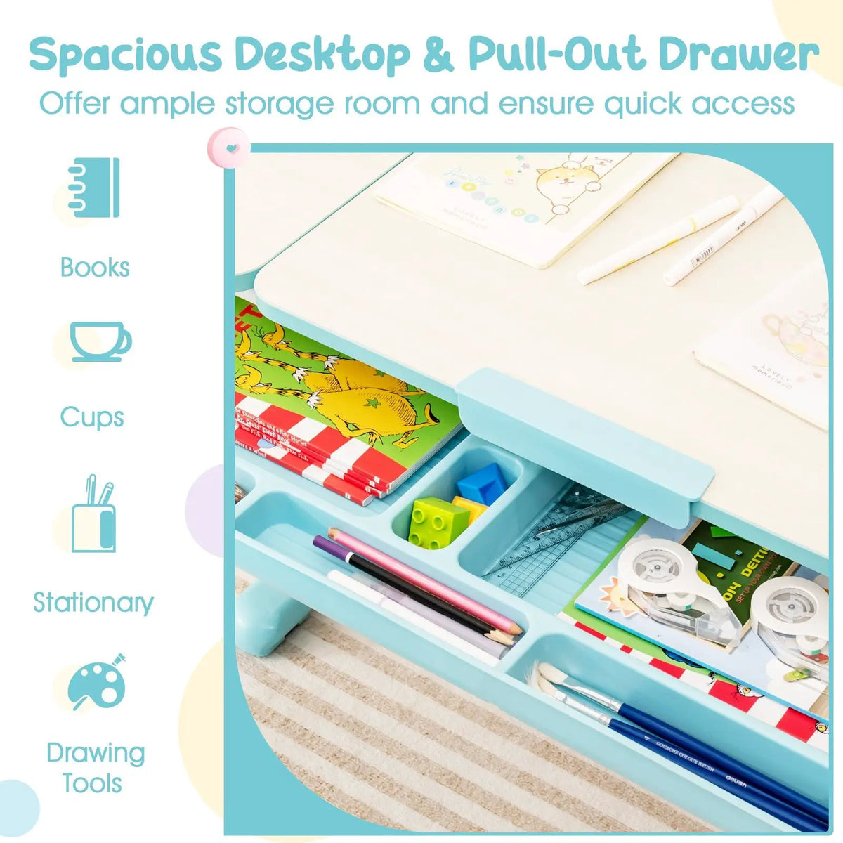Height-Adjustable Kid's Study Desk and Chair Set, photo 8 of 9