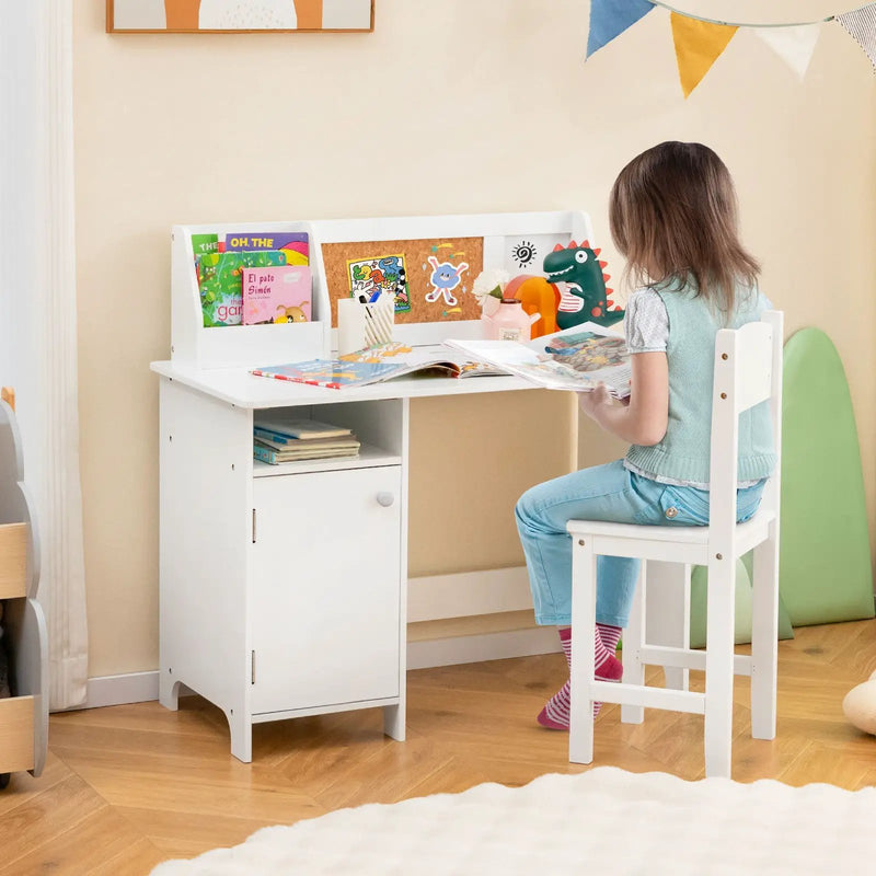Kids Study Desk and Chair Set with Storage Cabinet by DirectDeals