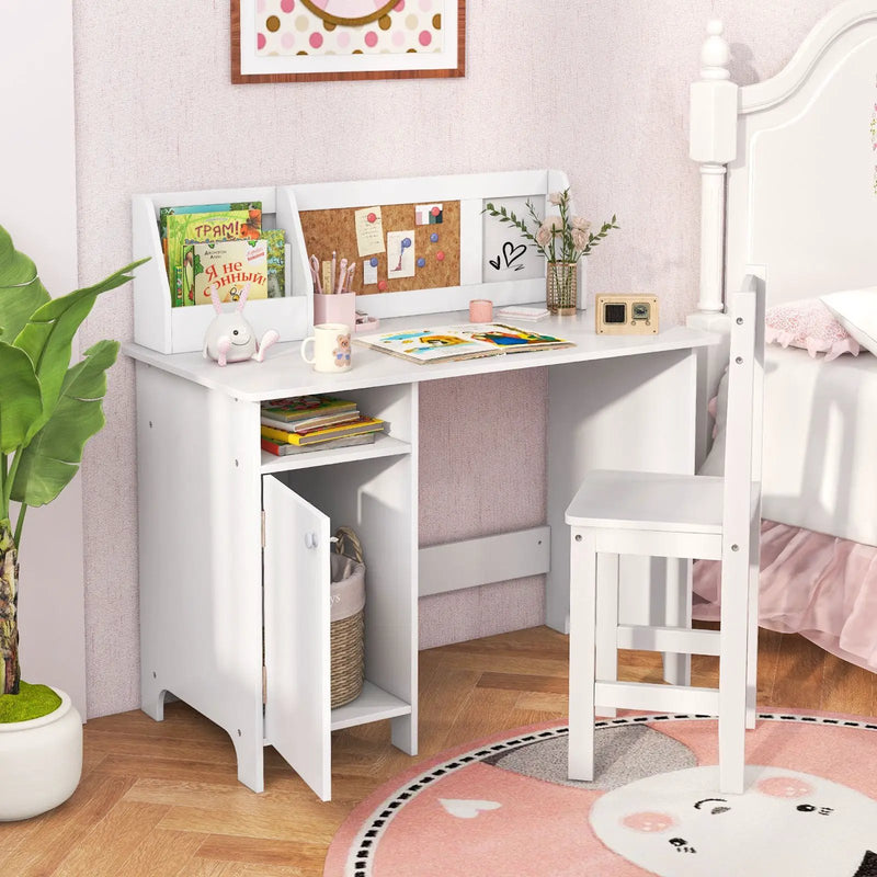 Kids Study Desk and Chair Set with Storage Cabinet by DirectDeals