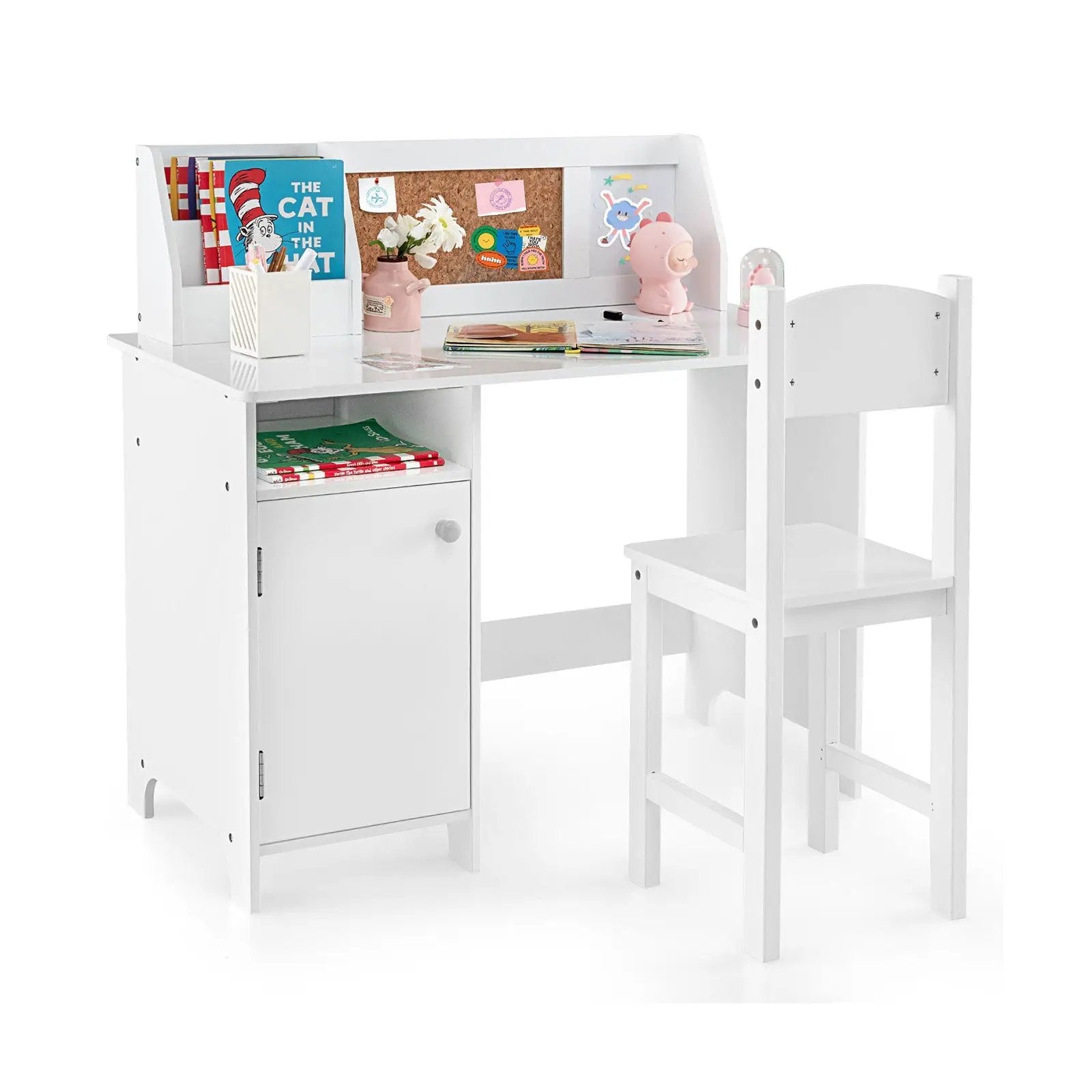 Kids Study Desk and Chair Set with Storage Cabinet by DirectDeals