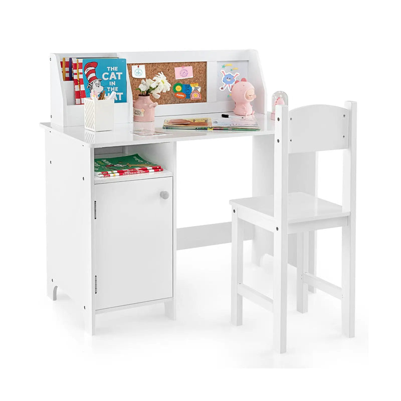 Kids Study Desk and Chair Set with Storage Cabinet by DirectDeals