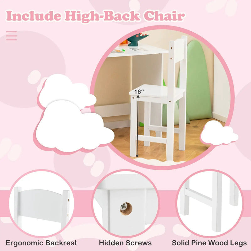 Kids Study Desk and Chair Set with Storage Cabinet by DirectDeals