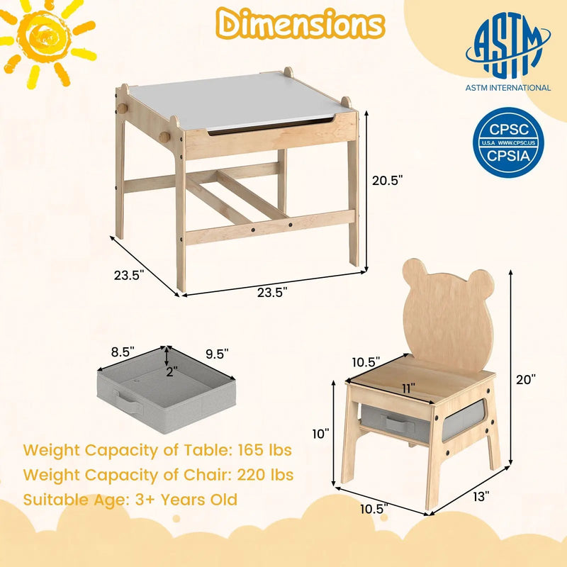 Kids Table and Chair Set with Reversible Whiteboard by DirectDeals