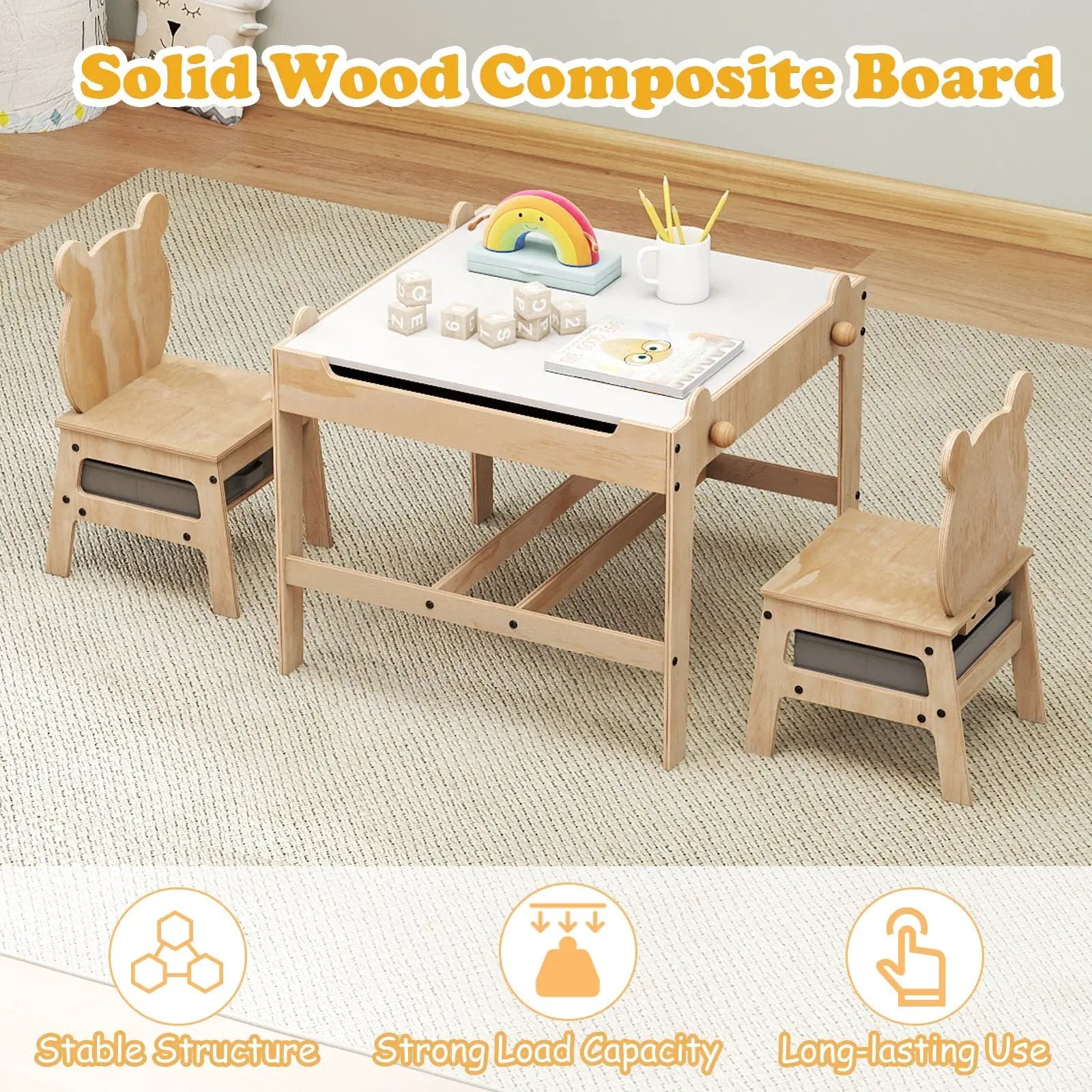 Kids Table and Chair Set with Reversible Whiteboard by DirectDeals