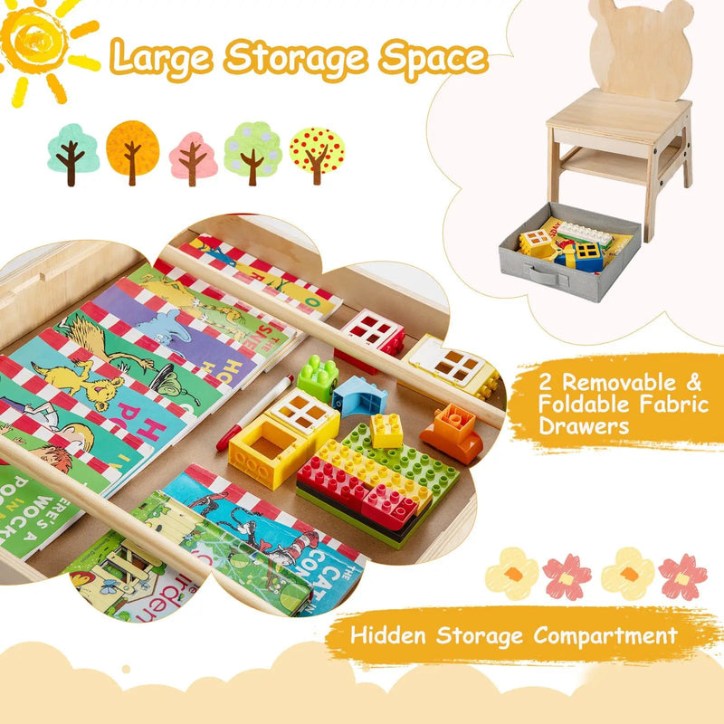 Kids Table and Chair Set with Reversible Whiteboard by DirectDeals