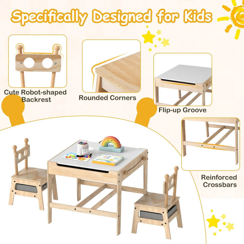 Kids Table and Chair Set with Reversible Whiteboard by DirectDeals