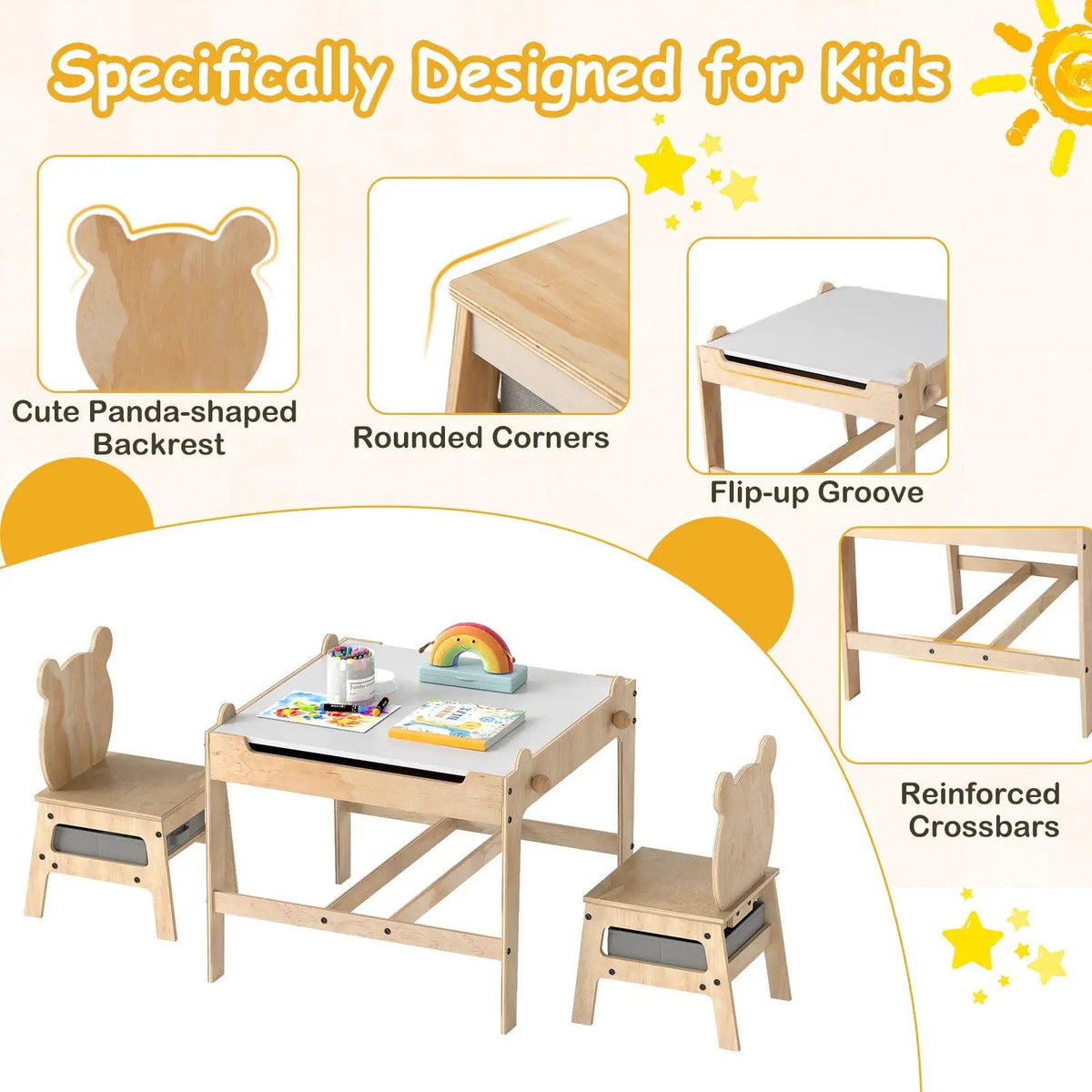 Kids Table and Chair Set with Reversible Whiteboard, photo 6 of 16