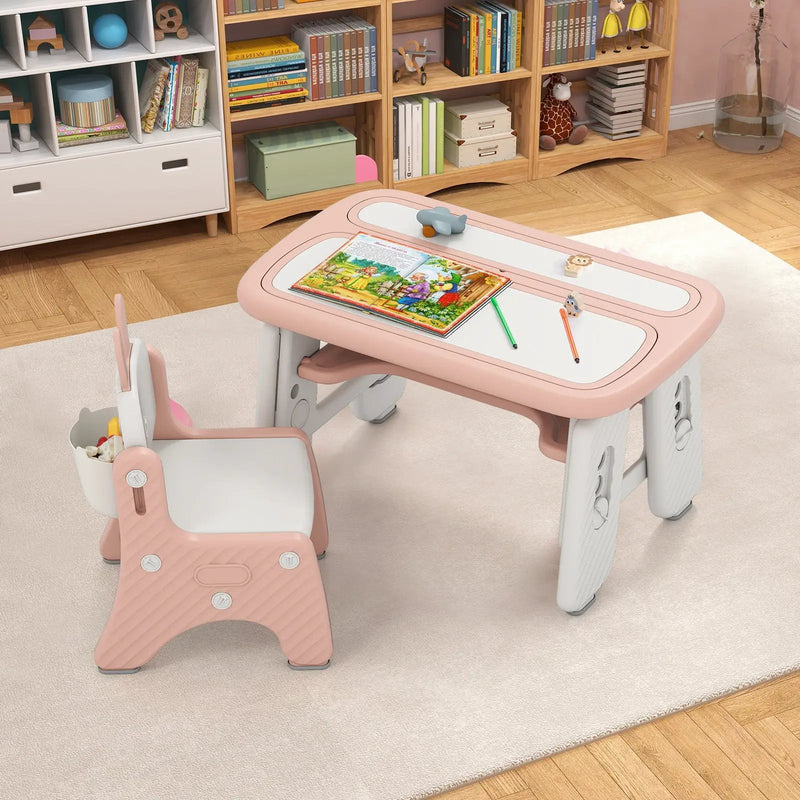 Kids Table and Chair Set with Flip-Top Bookshelf by DirectDeals