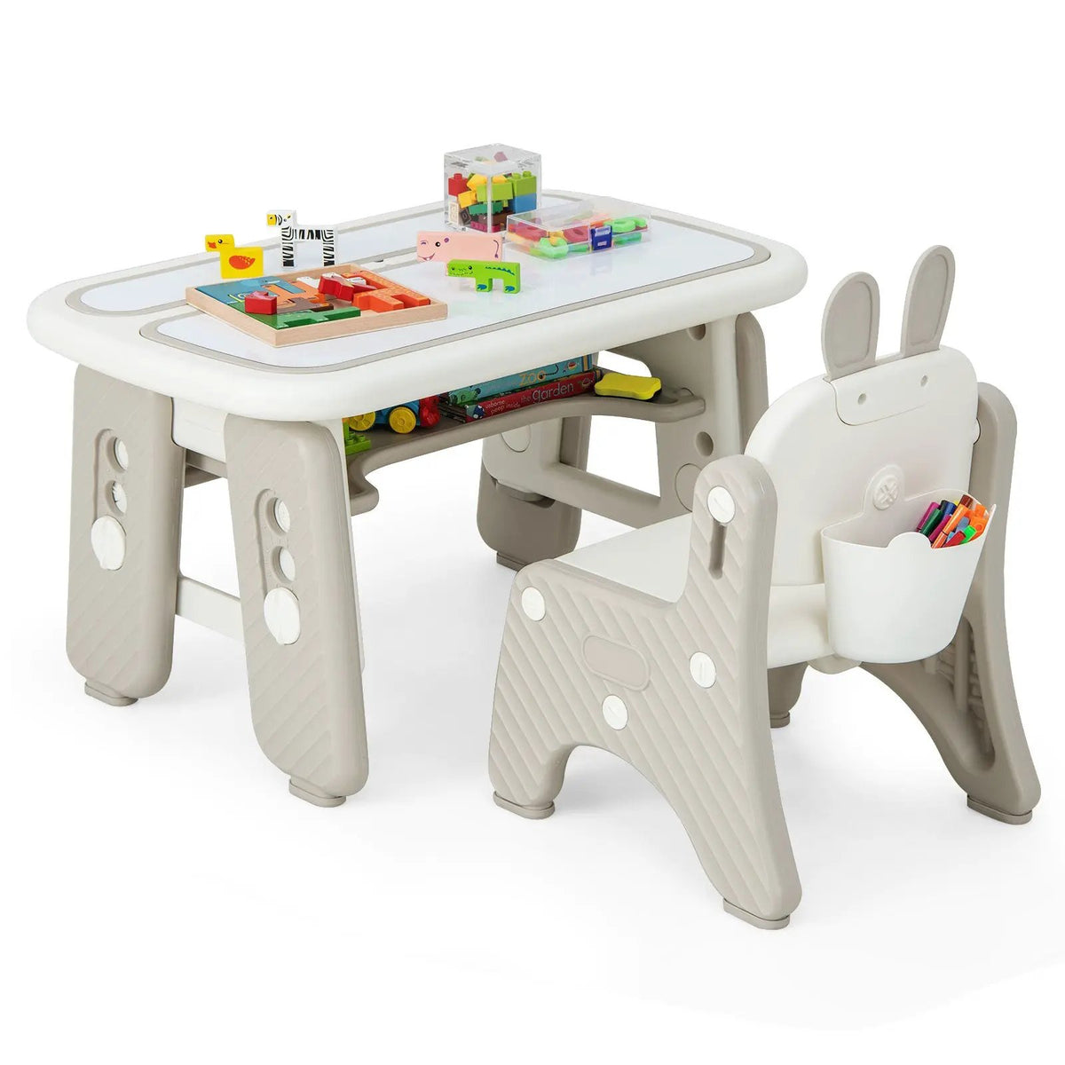 Kids Table and Chair Set with Flip-Top Bookshelf, photo 8 of 16
