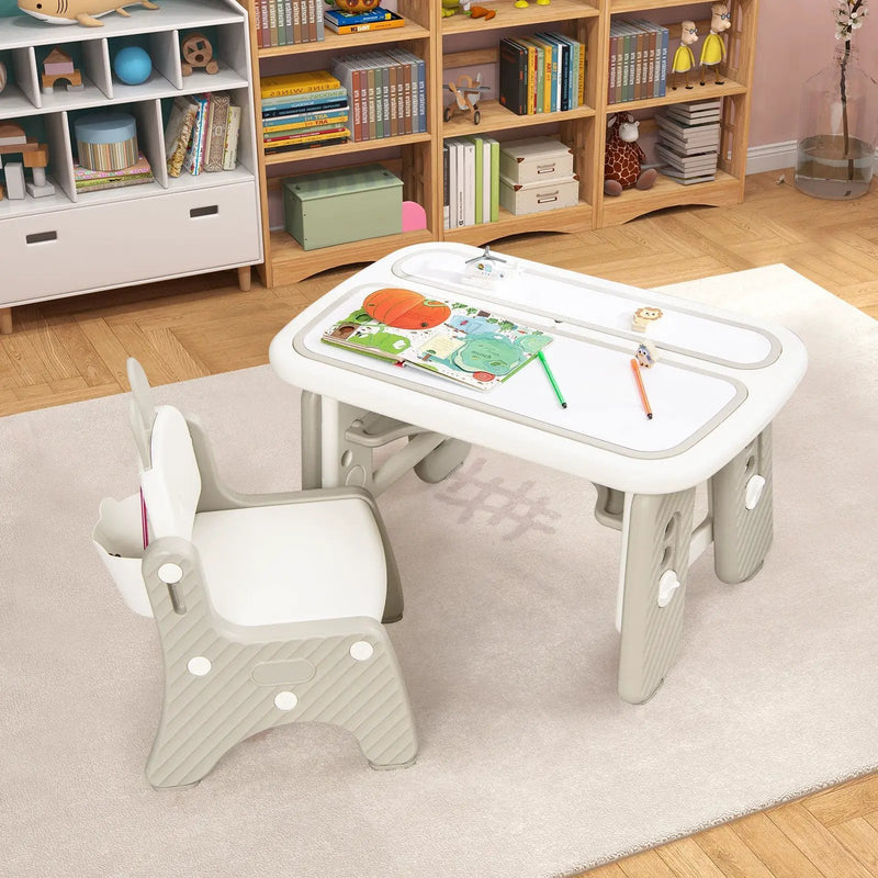 Kids Table and Chair Set with Flip-Top Bookshelf by DirectDeals