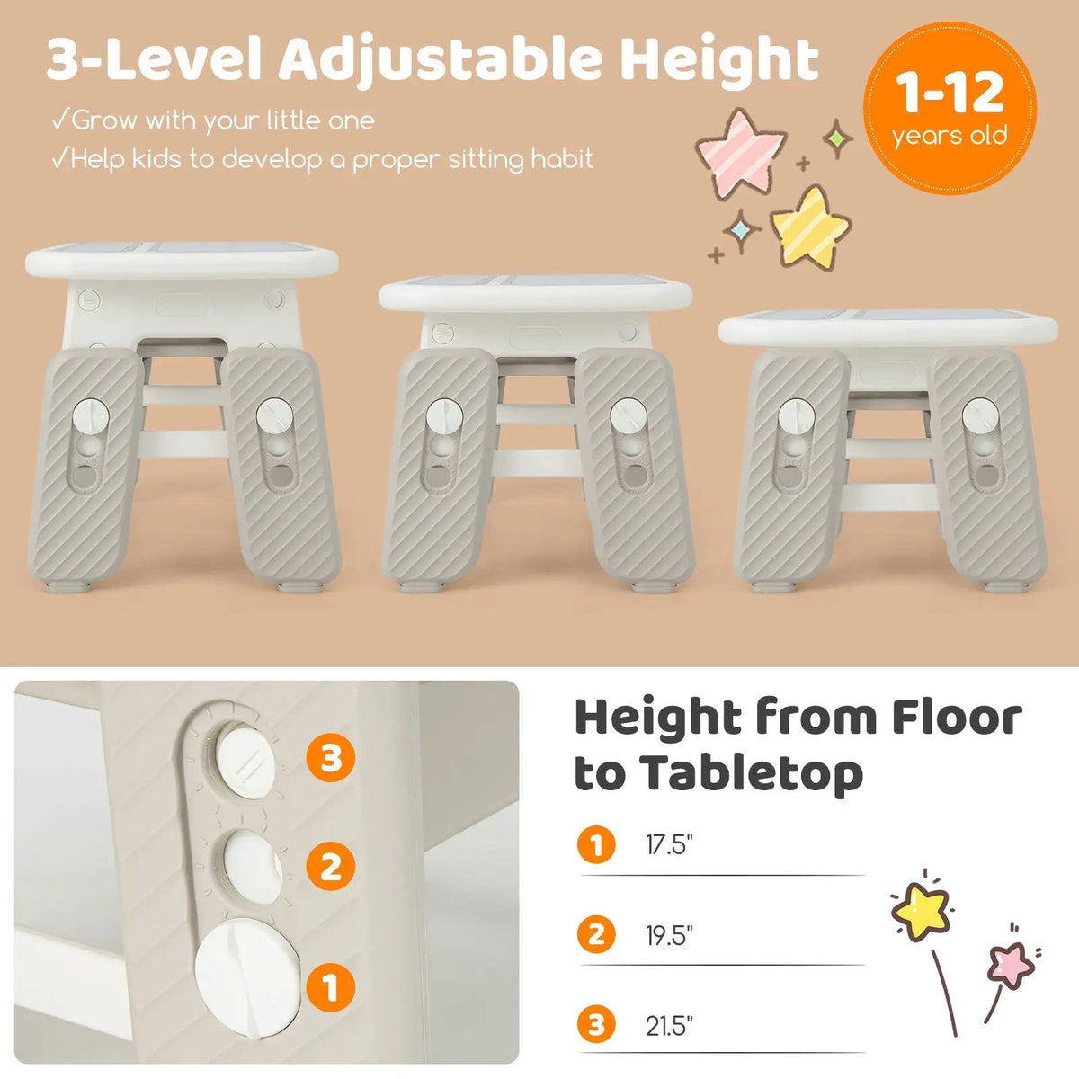 Kids Table and Chair Set with Flip-Top Bookshelf, photo 16 of 16