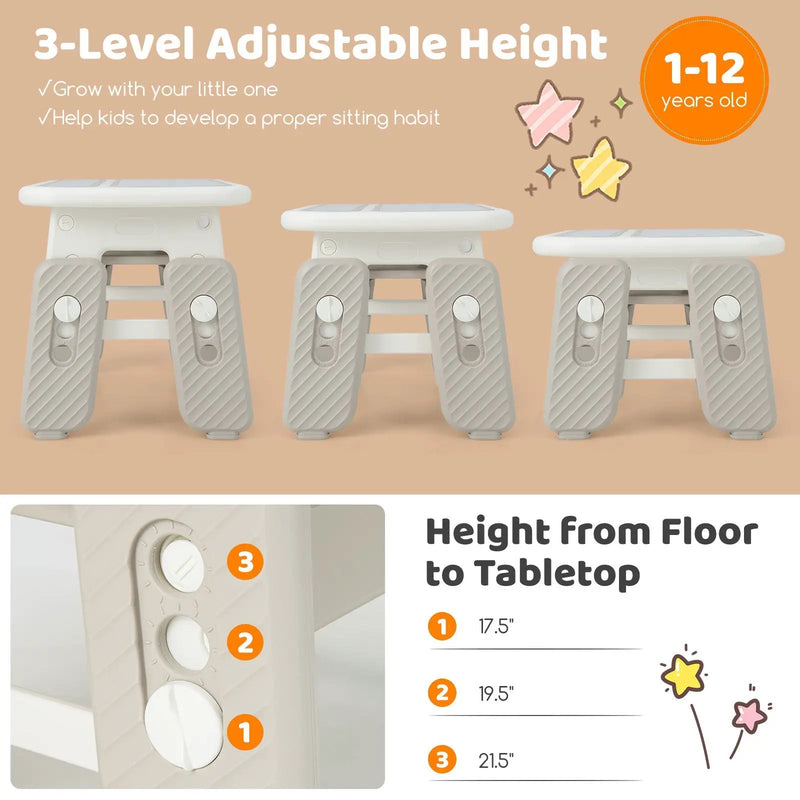 Kids Table and Chair Set with Flip-Top Bookshelf by DirectDeals