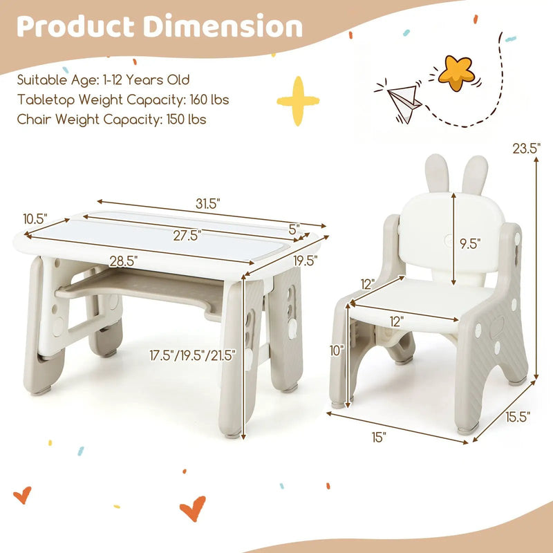 Kids Table and Chair Set with Flip-Top Bookshelf by DirectDeals