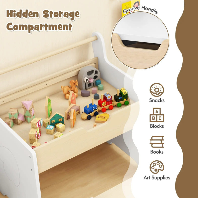 Kids Table and Chair Set with 2 in 1 Detachable Tabletop and Storage-White by DirectDeals