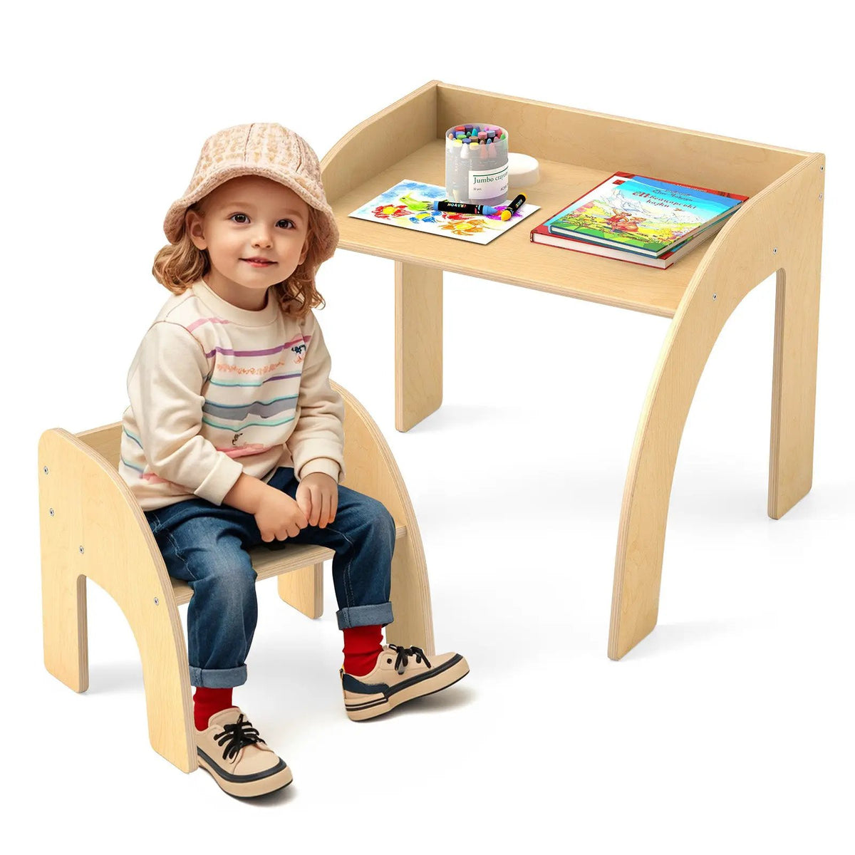 Kids Table and Chair Set with Wide Tabletop and Curved Edges for Kids Room, photo 4 of 9