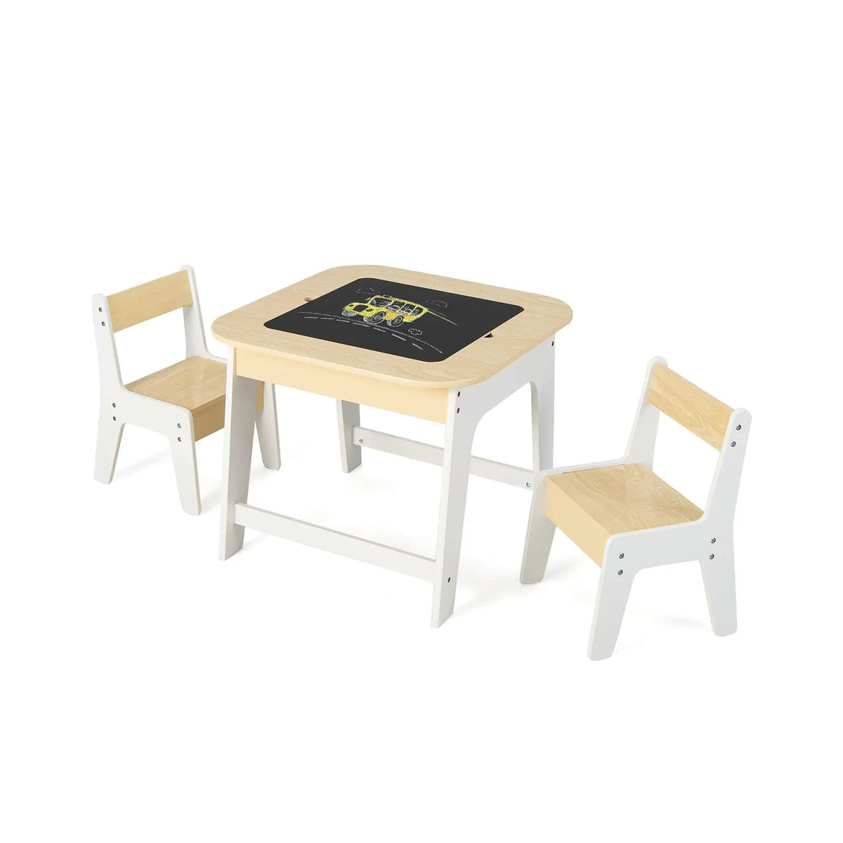 Kid's Table and Chairs Set with Double-sized Tabletop-Gray, photo 9 of 9