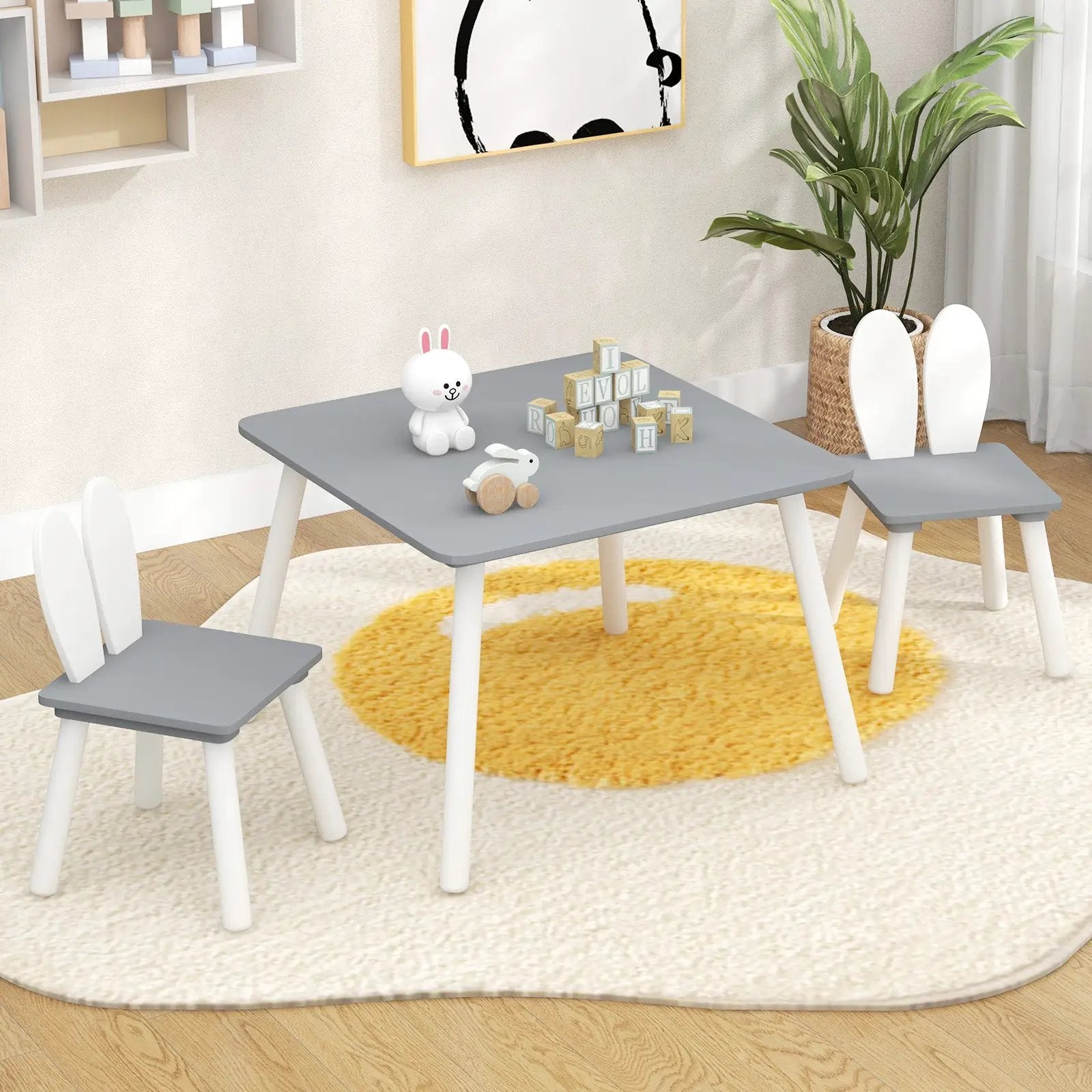 3 Pieces Kids Table and Chairs Set for Arts Crafts Snack Time by DirectDeals