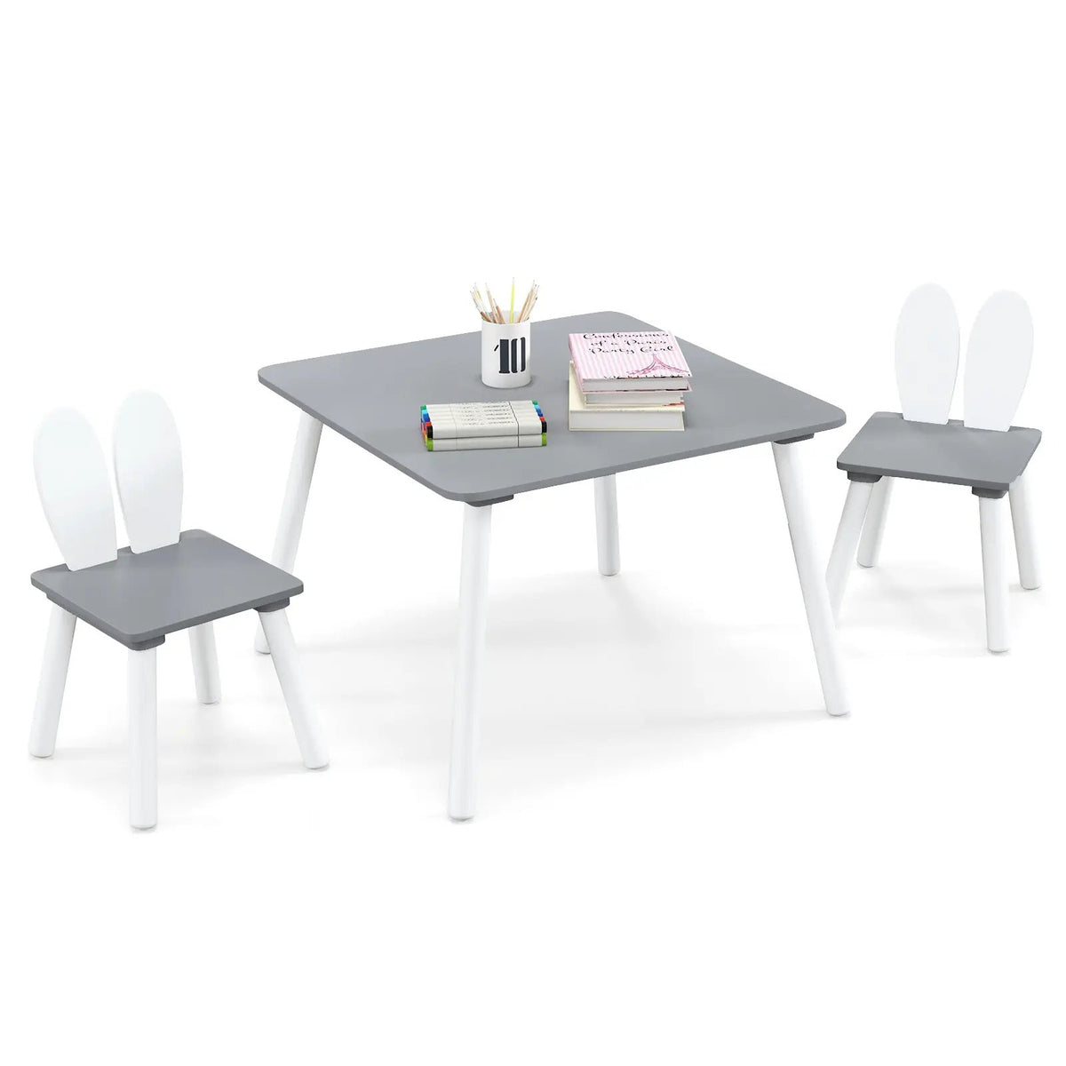 3 Pieces Kids Table and Chairs Set for Arts Crafts Snack Time, photo 4 of 10