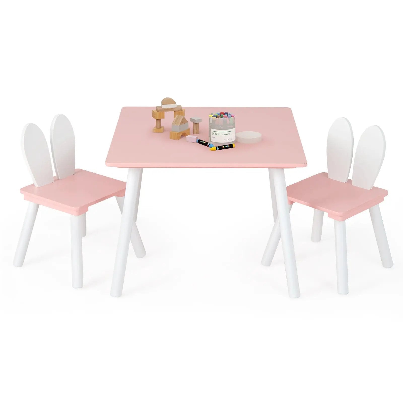 3 Pieces Kids Table and Chairs Set for Arts Crafts Snack Time by DirectDeals