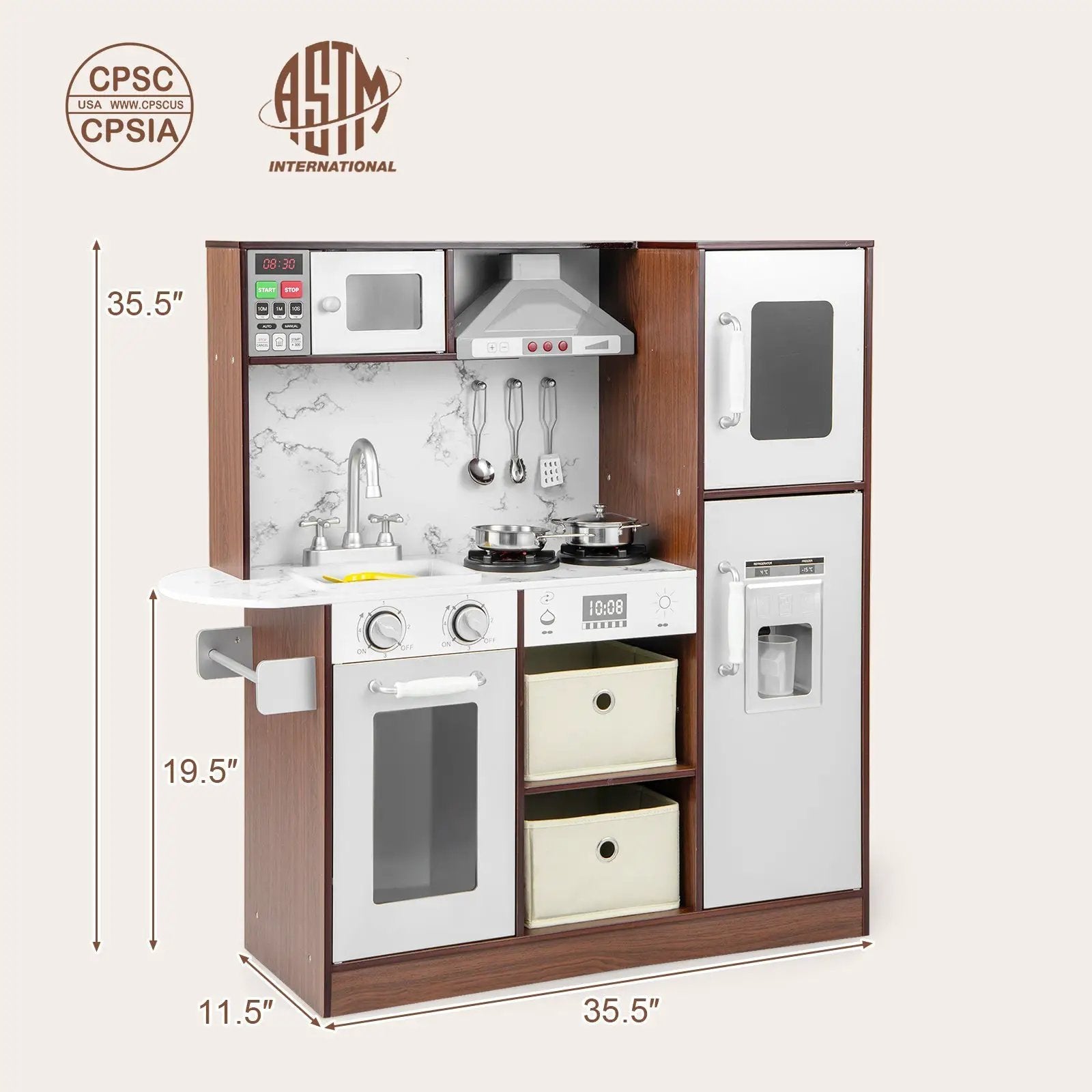 Kids Modern Toy Kitchen Playset with Attractive Lights and Sounds-Coffee by DirectDeals
