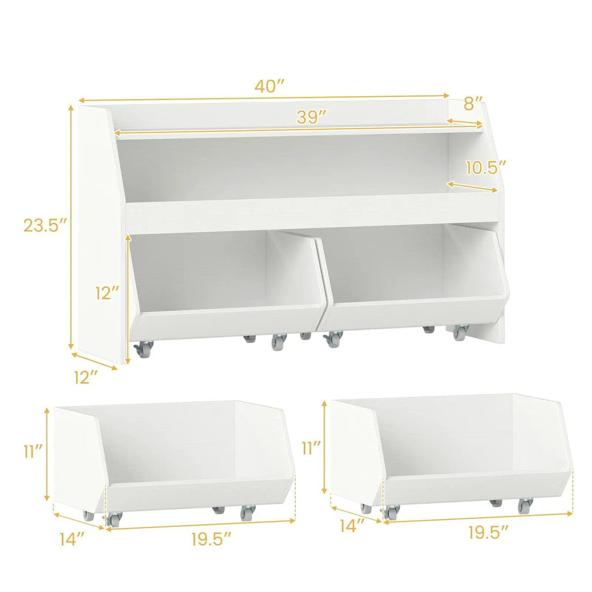 Kids Toy Storage Organizer Wooden Bookcase with 2 Movable Drawers, photo 10 of 16