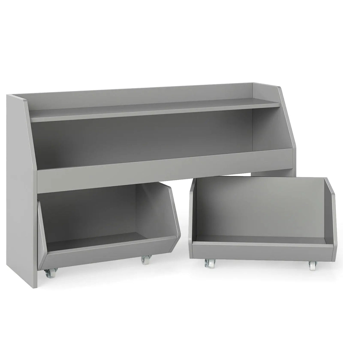 Kids Toy Storage Organizer Wooden Bookcase with 2 Movable Drawers, photo 5 of 16