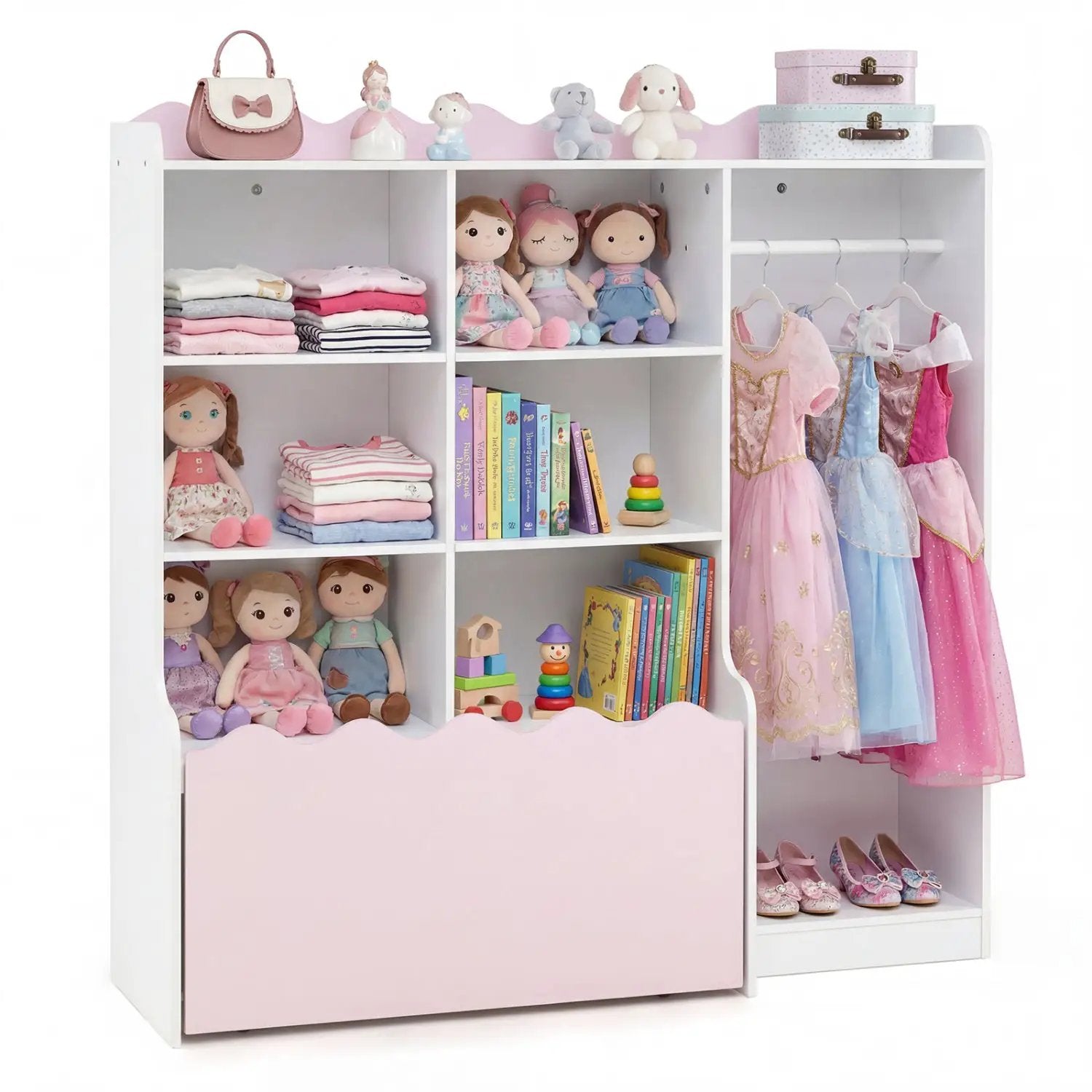 Kids Toy Storage Organizer Children Dress up Closet Wardrobe with Clothing Rack by DirectDeals