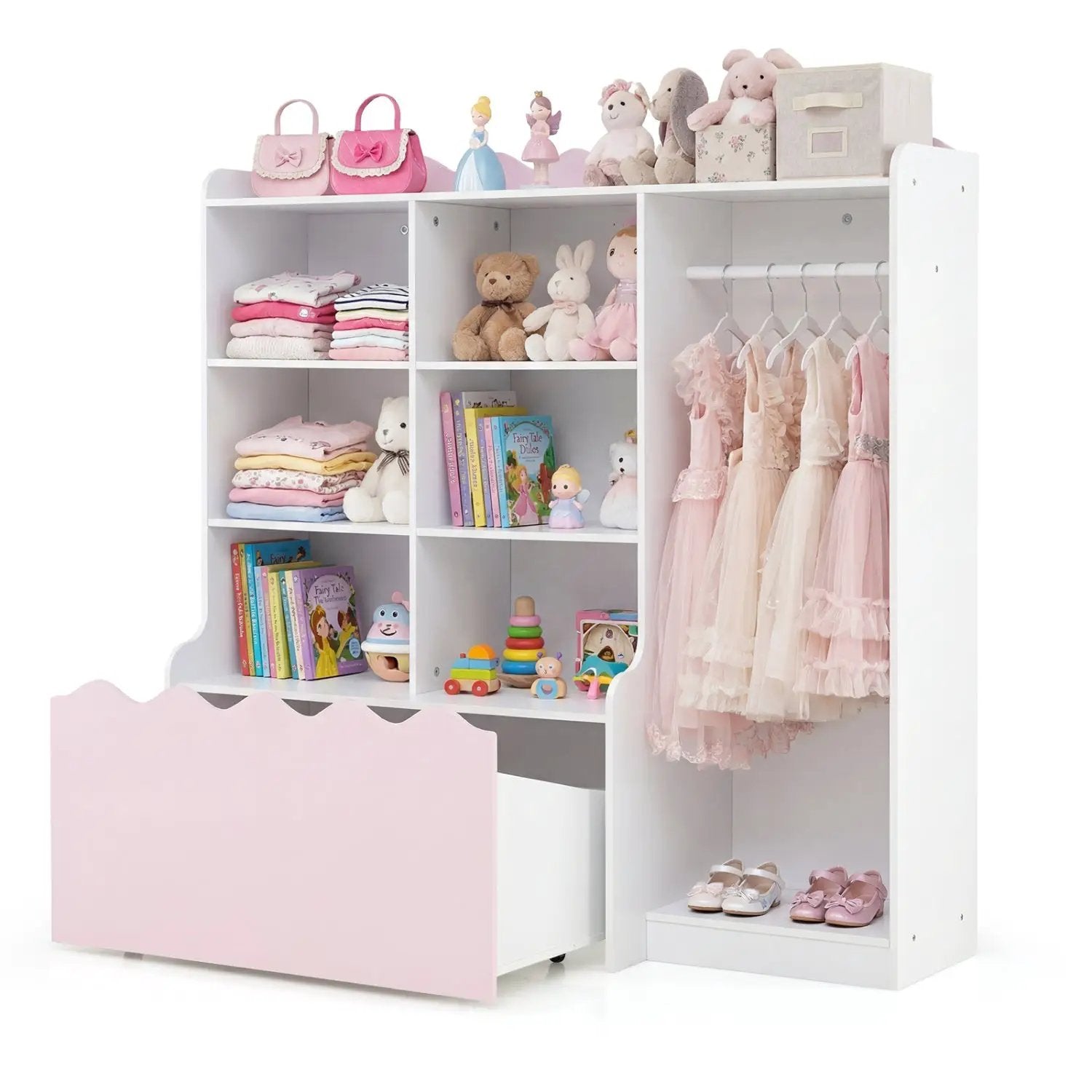 Kids Toy Storage Organizer Children Dress up Closet Wardrobe with Clothing Rack by DirectDeals