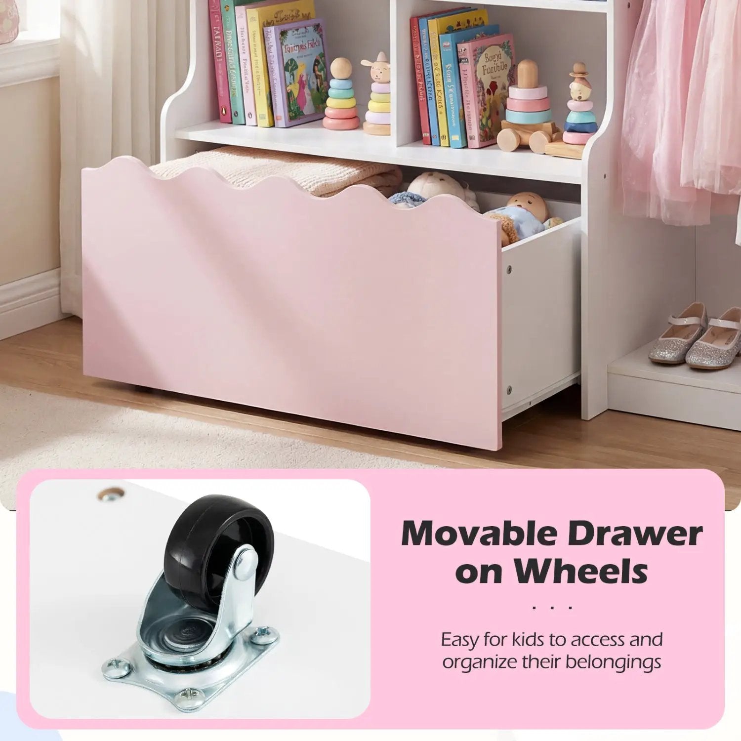 Kids Toy Storage Organizer Children Dress up Closet Wardrobe with Clothing Rack by DirectDeals