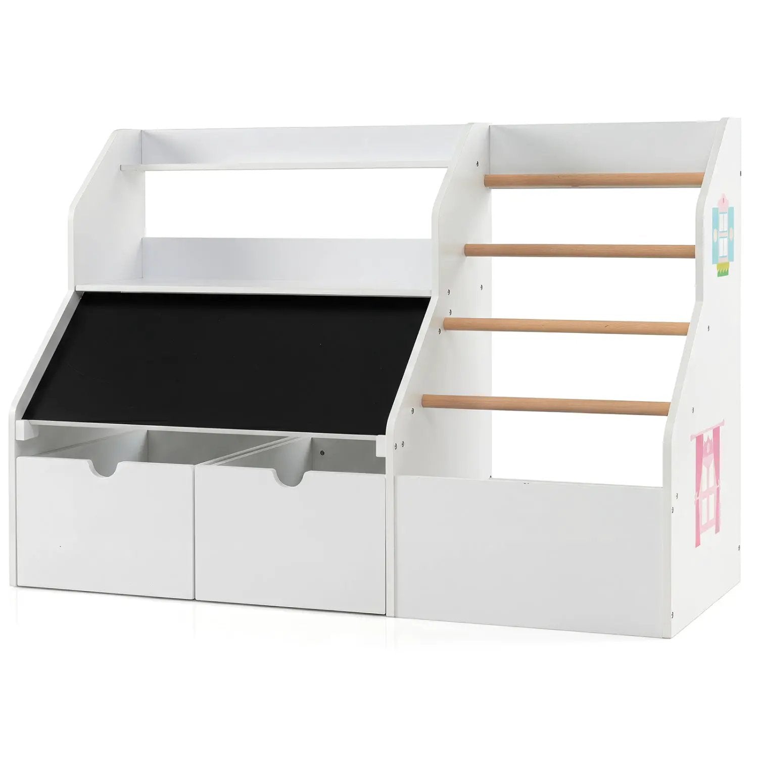 Kids Toy Storage Organizer with Flip-Up Blackboard by DirectDeals