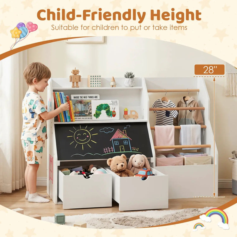 Kids Toy Storage Organizer with Flip-Up Blackboard by DirectDeals