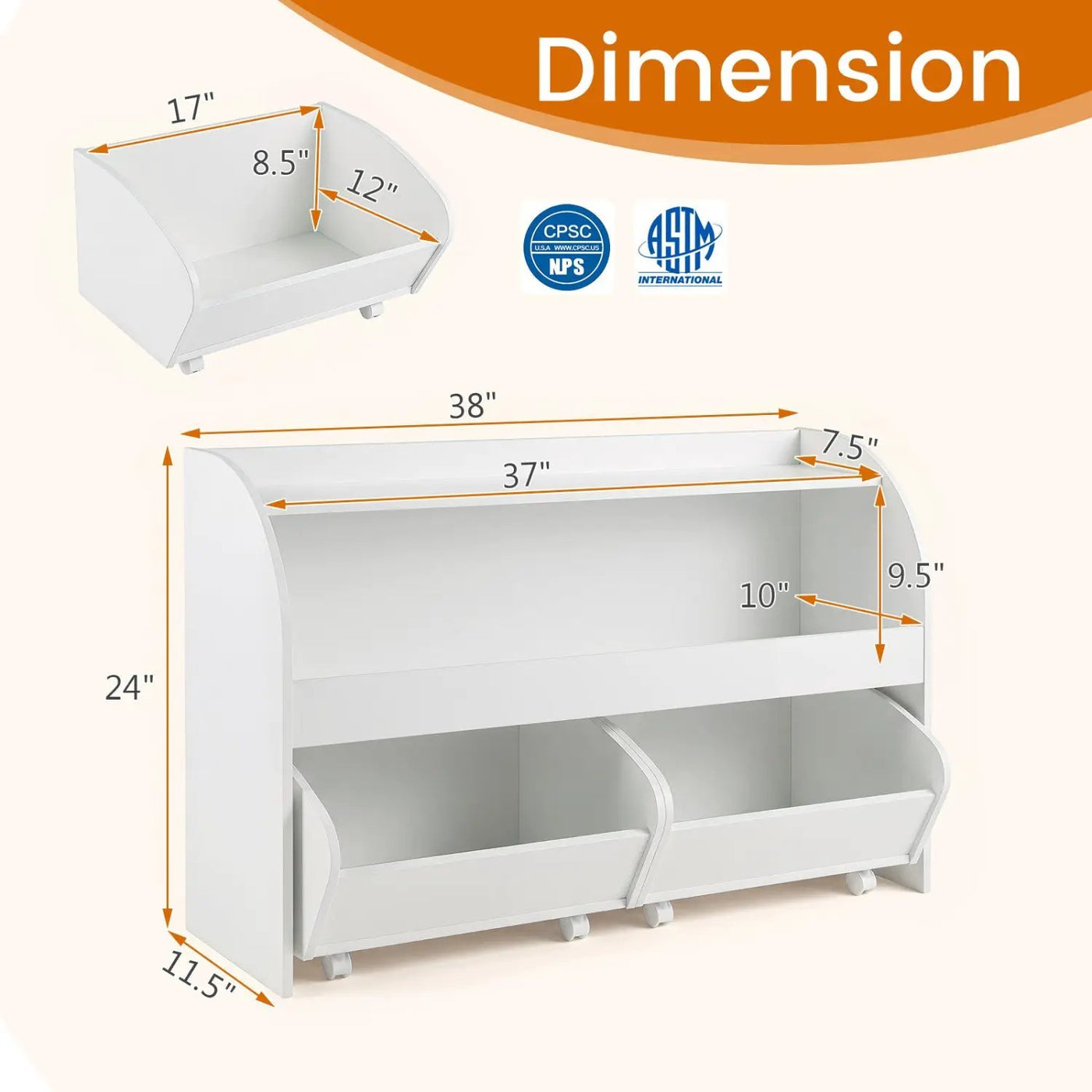 Kids Storage Organizer with Rolling Drawers & Bookshelf by DirectDeals