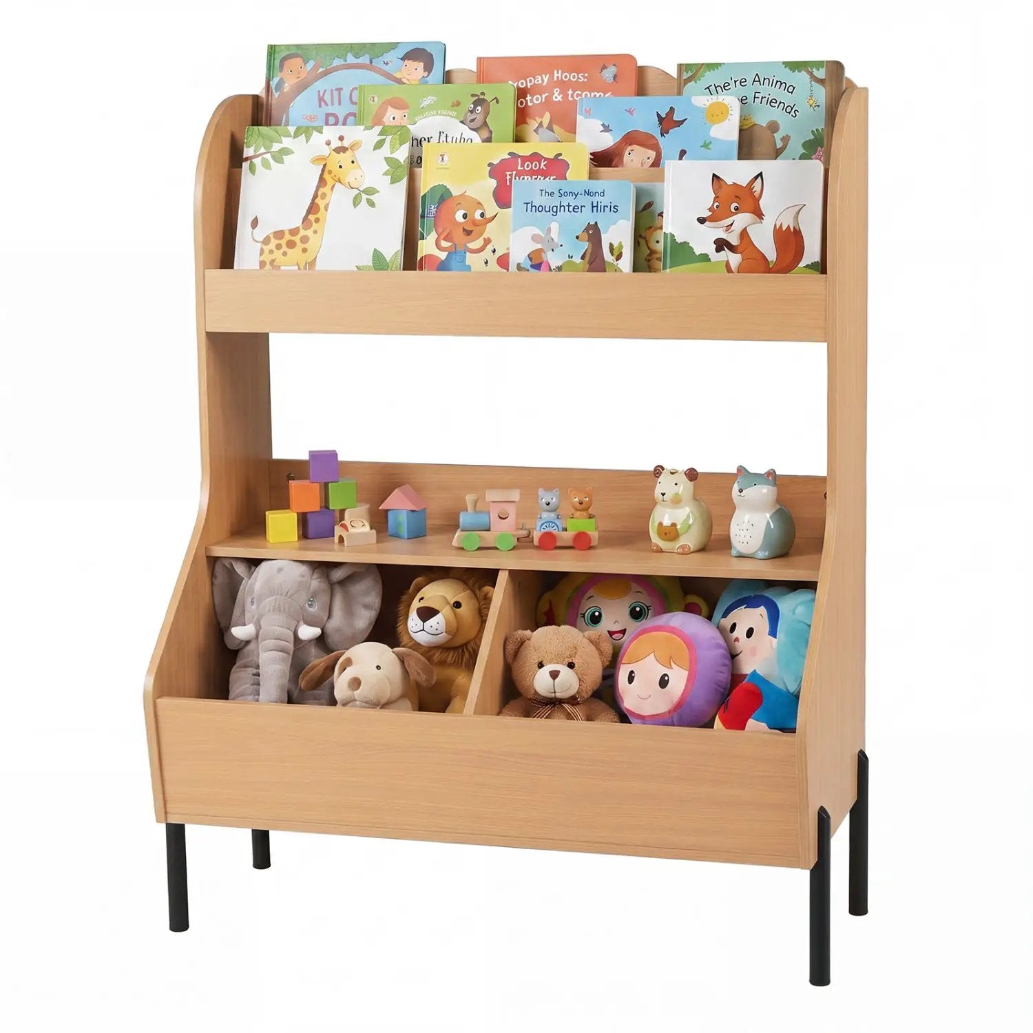 Kids Toy Storage Organizer with Bookshelf and Bins by DirectDeals